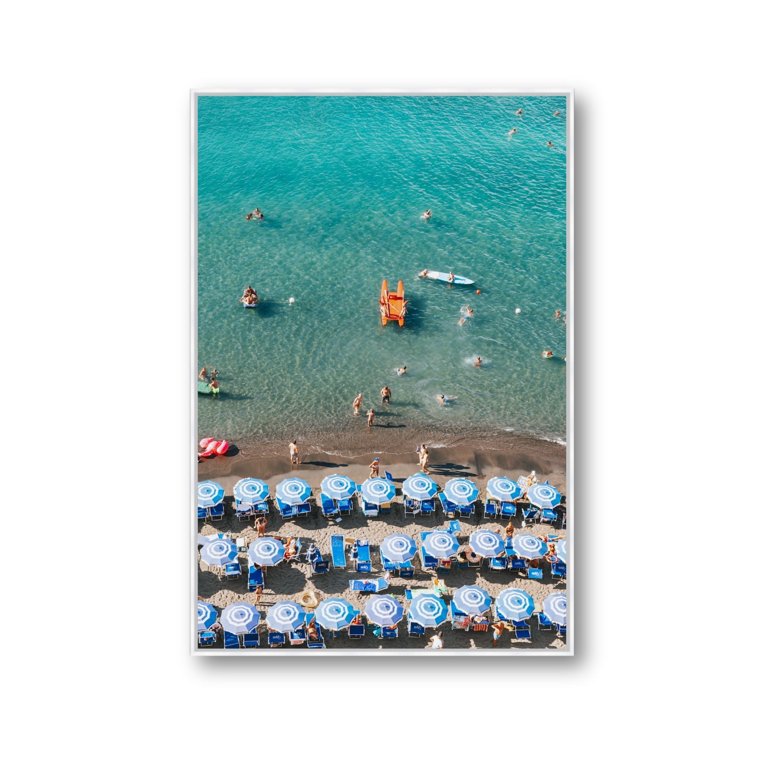 Aquamarine Oasis Sorrento Italian coastal wall art Gallery fine art canvas in white float frame