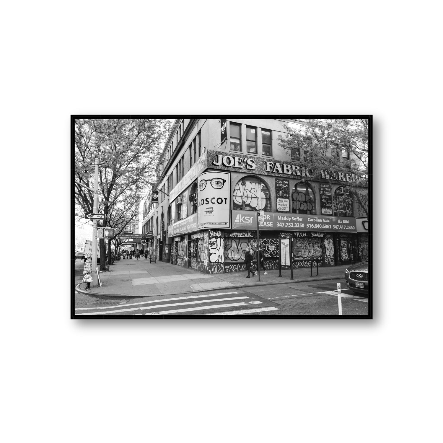 Wall Poetry New York NYC Black & White wall art Giant fine art canvas in black float frame