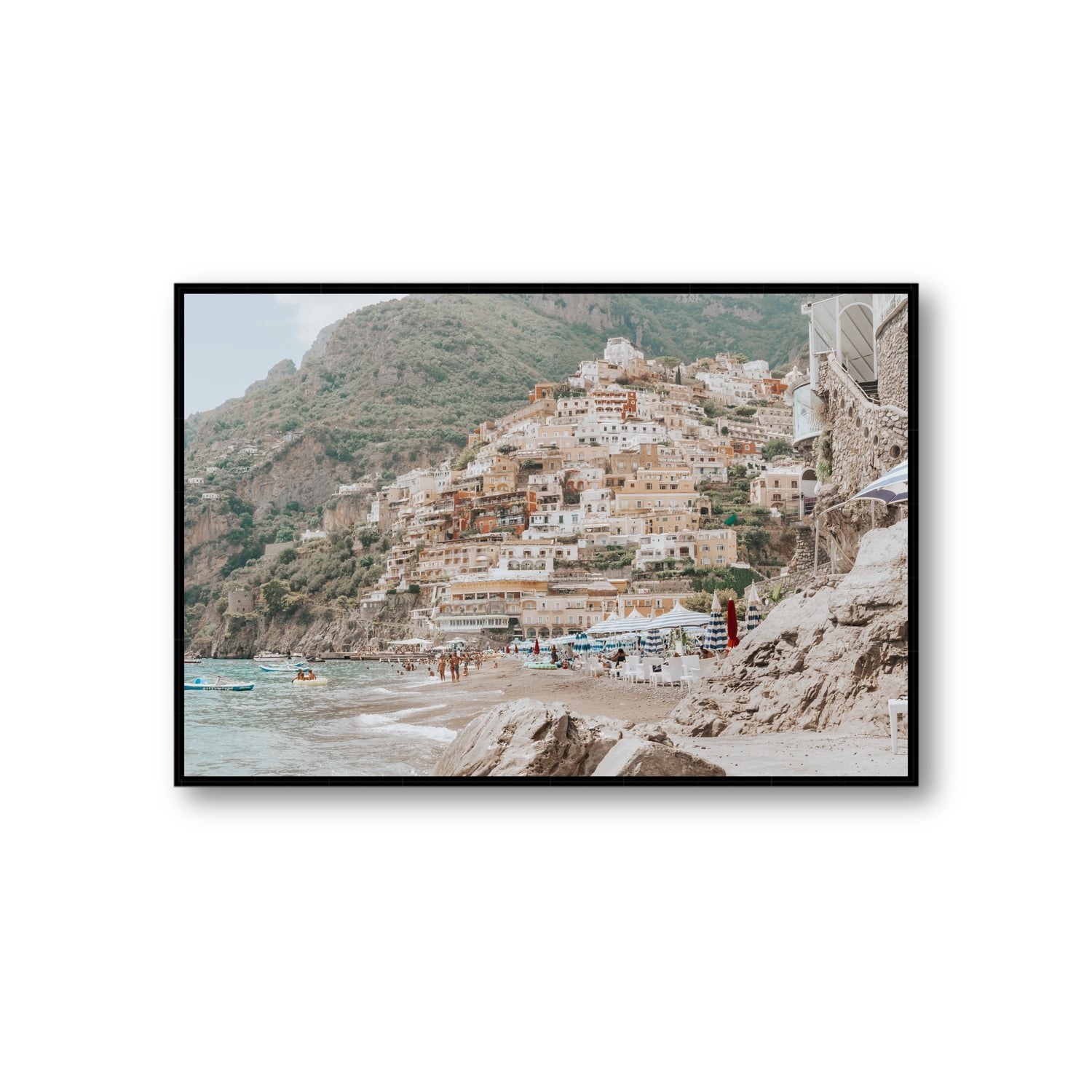 Sogno di Positano fine art print, Positano, Italy, Giant, Black Float Frame, Fine Art Canvas