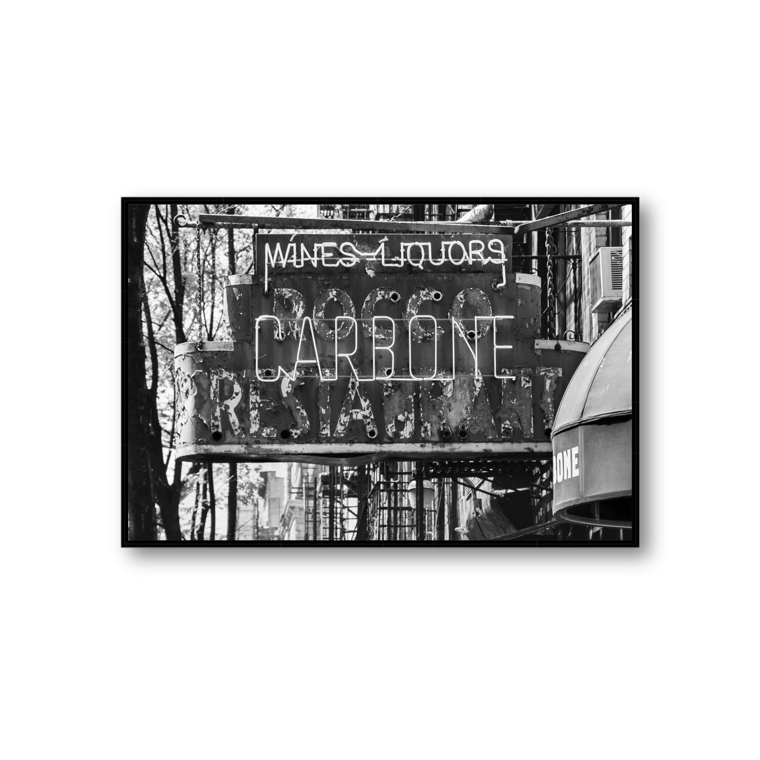 Thompson Street New York NYC Black & White wall art Giant fine art canvas in black float frame