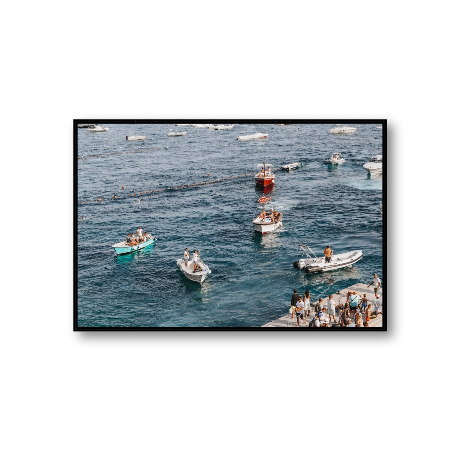 Nautical Parade Positano wall art Giant fine art canvas in black float frame