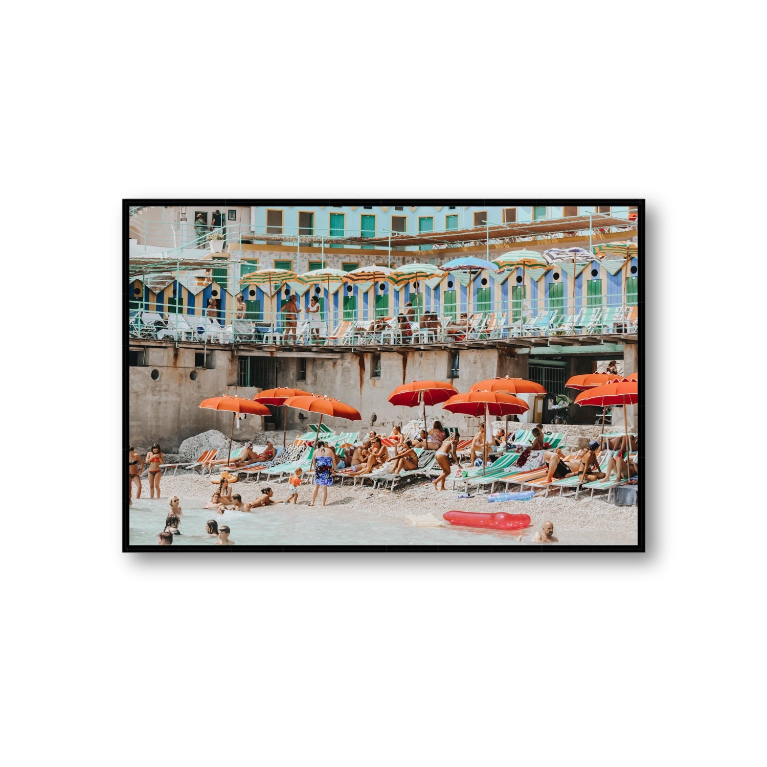 Umbrella Fiesta fine art print, Capri, Italy, Giant, Black Float Frame, Fine Art Canvas