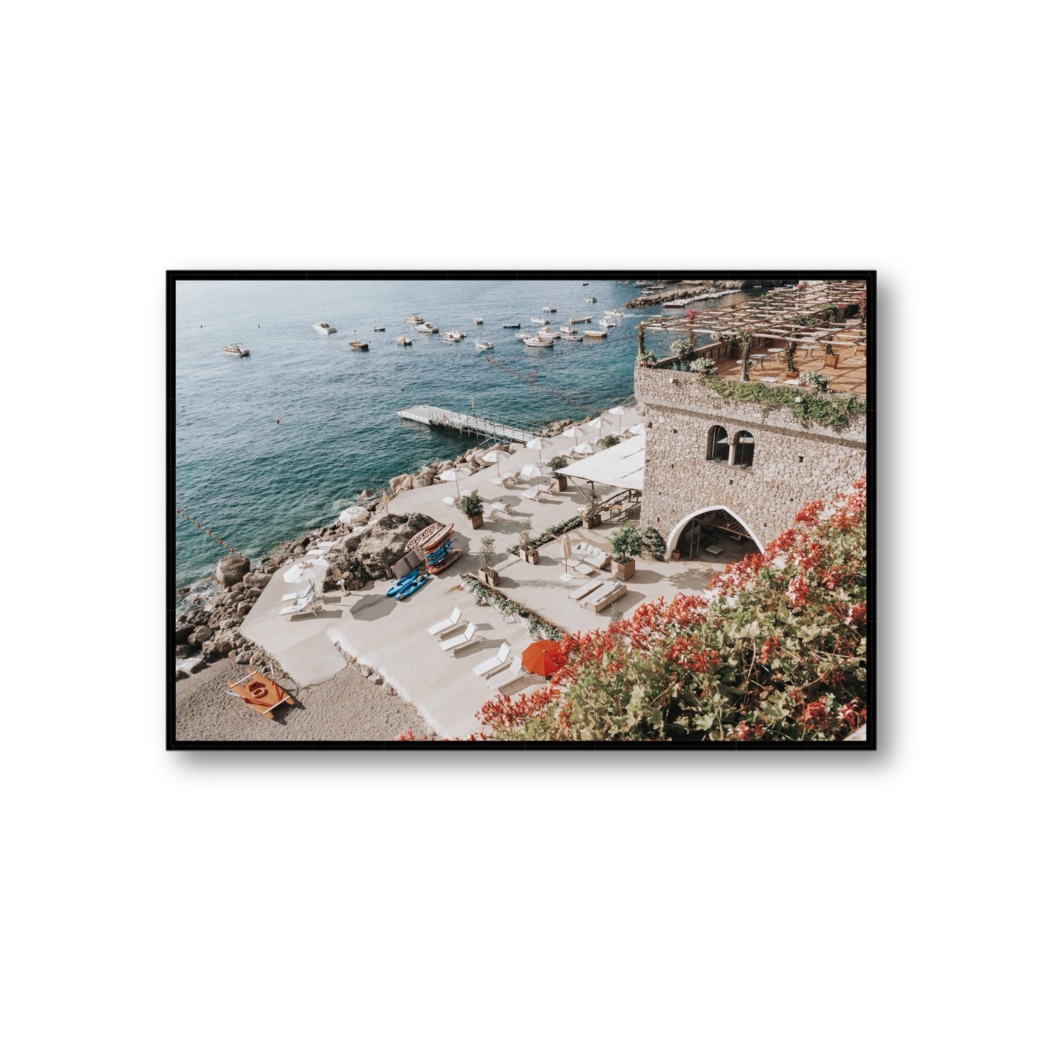 Floral Fortress fine art print, Amalfi, Italy, Giant, Black Float Frame, Fine Art Canvas