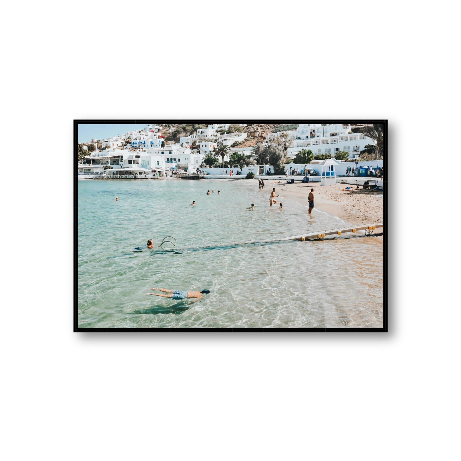 Bathe Yourself In Beauty Mykonos Greek island wall art Giant fine art canvas in black float frame
