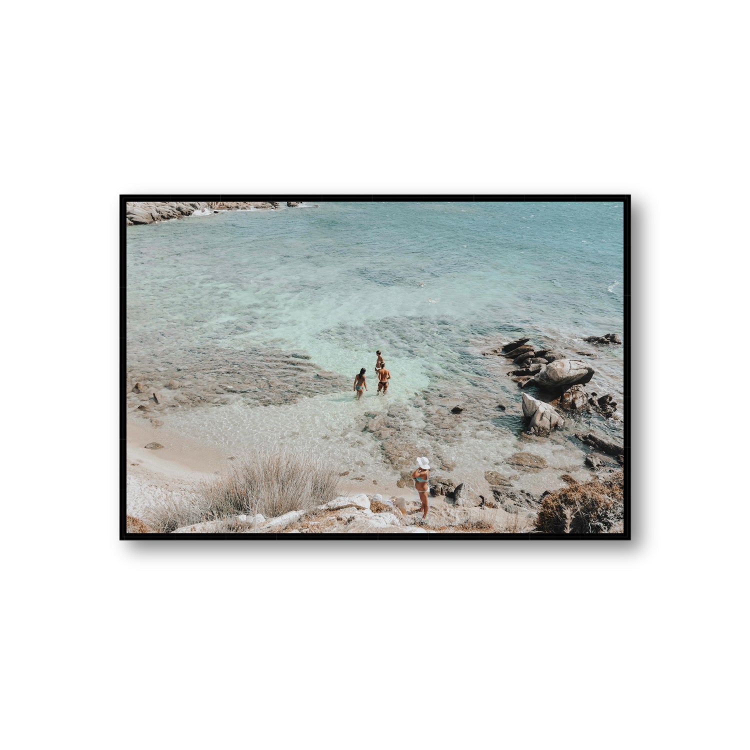 Easy On The Eyes Mykonos Greek island wall art Giant fine art canvas in black float frame