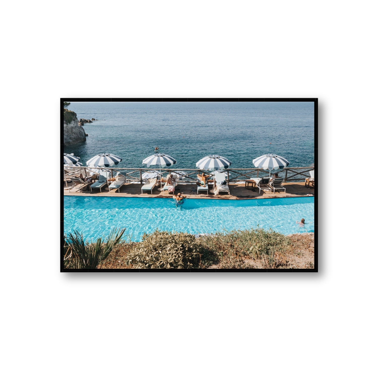 Hues Of Blues fine art print, Ischia, Italy, Giant, Black Float Frame, Fine Art Canvas