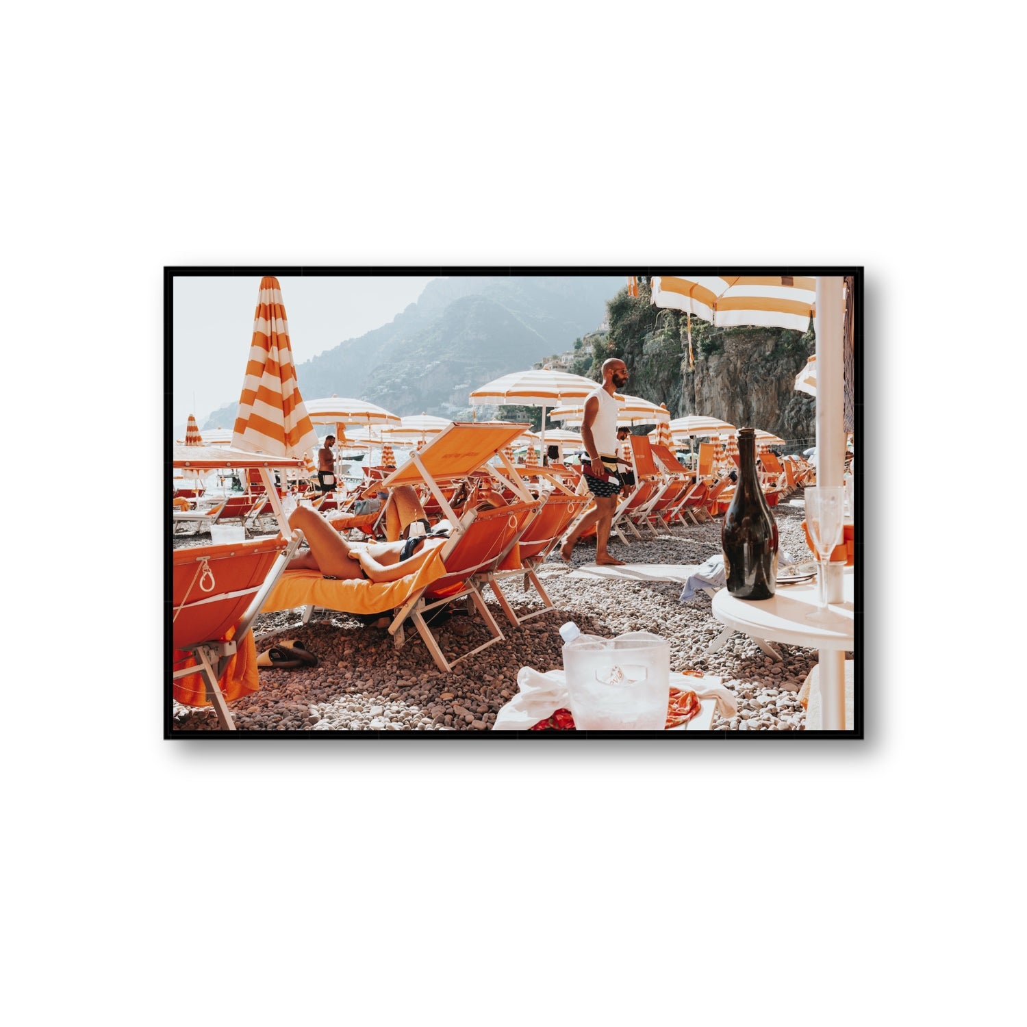 Zesty Shade Positano wall art Giant fine art canvas in black float frame