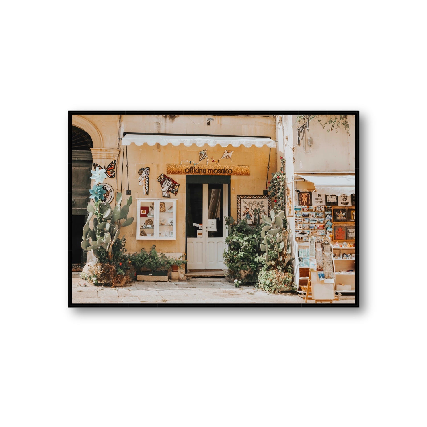 Mosaic Workshop Puglia Italian wall art Giant fine art canvas in black float frame