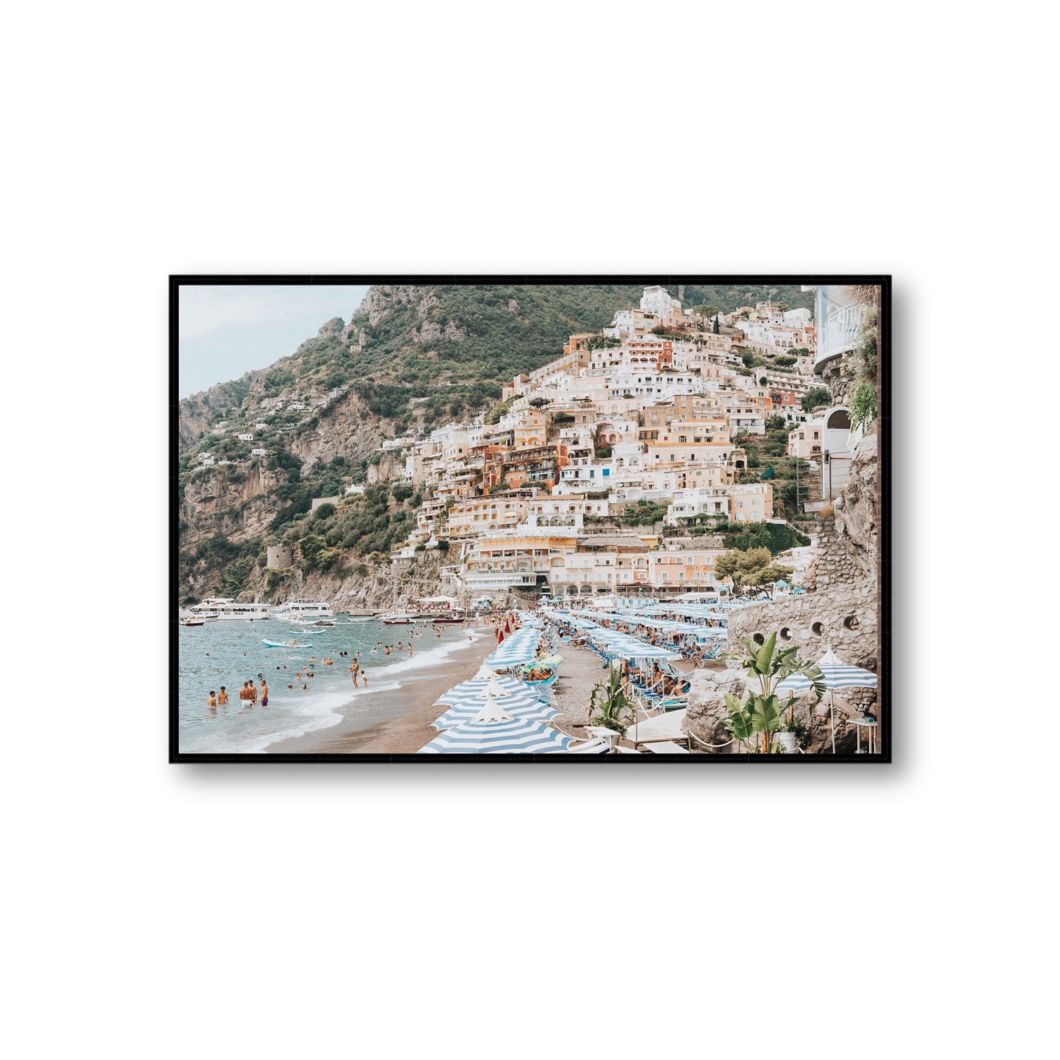 Villagio Sul Mare fine art print, Positano, Italy, Giant, Black Float Frame, Fine Art Canvas