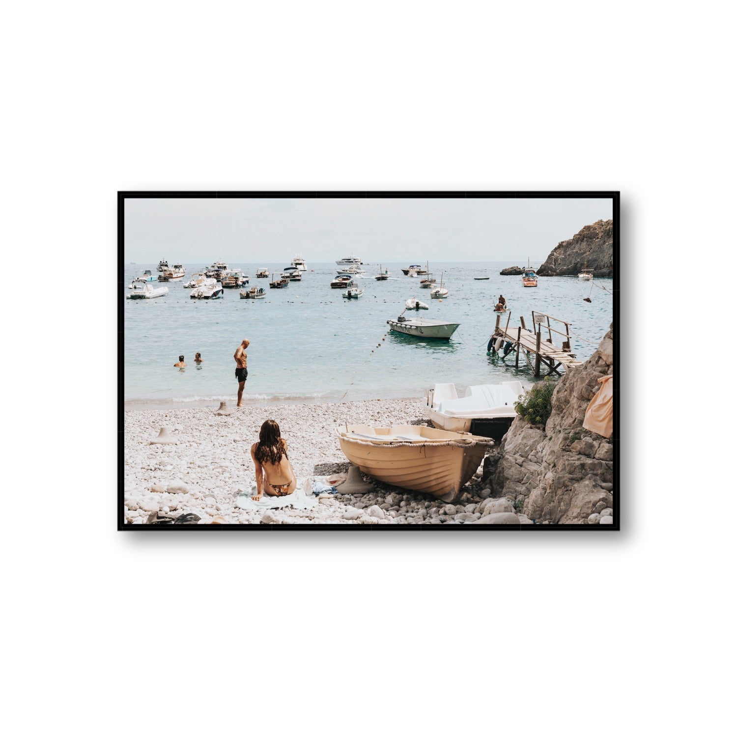 L'Osservatore Nerano wall art Giant fine art canvas in black float frame