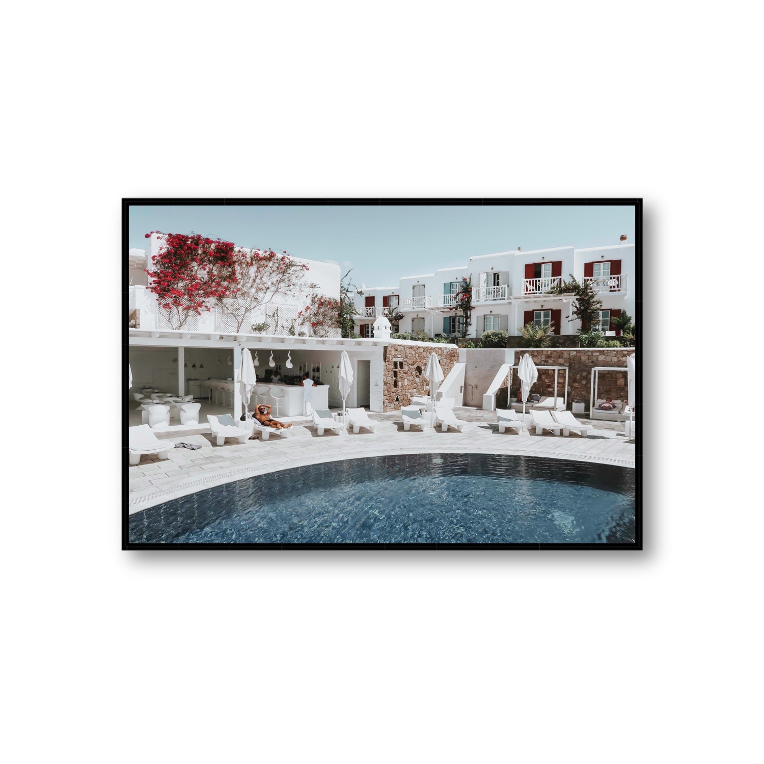 Got The First Lounge fine art print, Mykonos, Greece, Giant, Black Float Frame, Fine Art Canvas