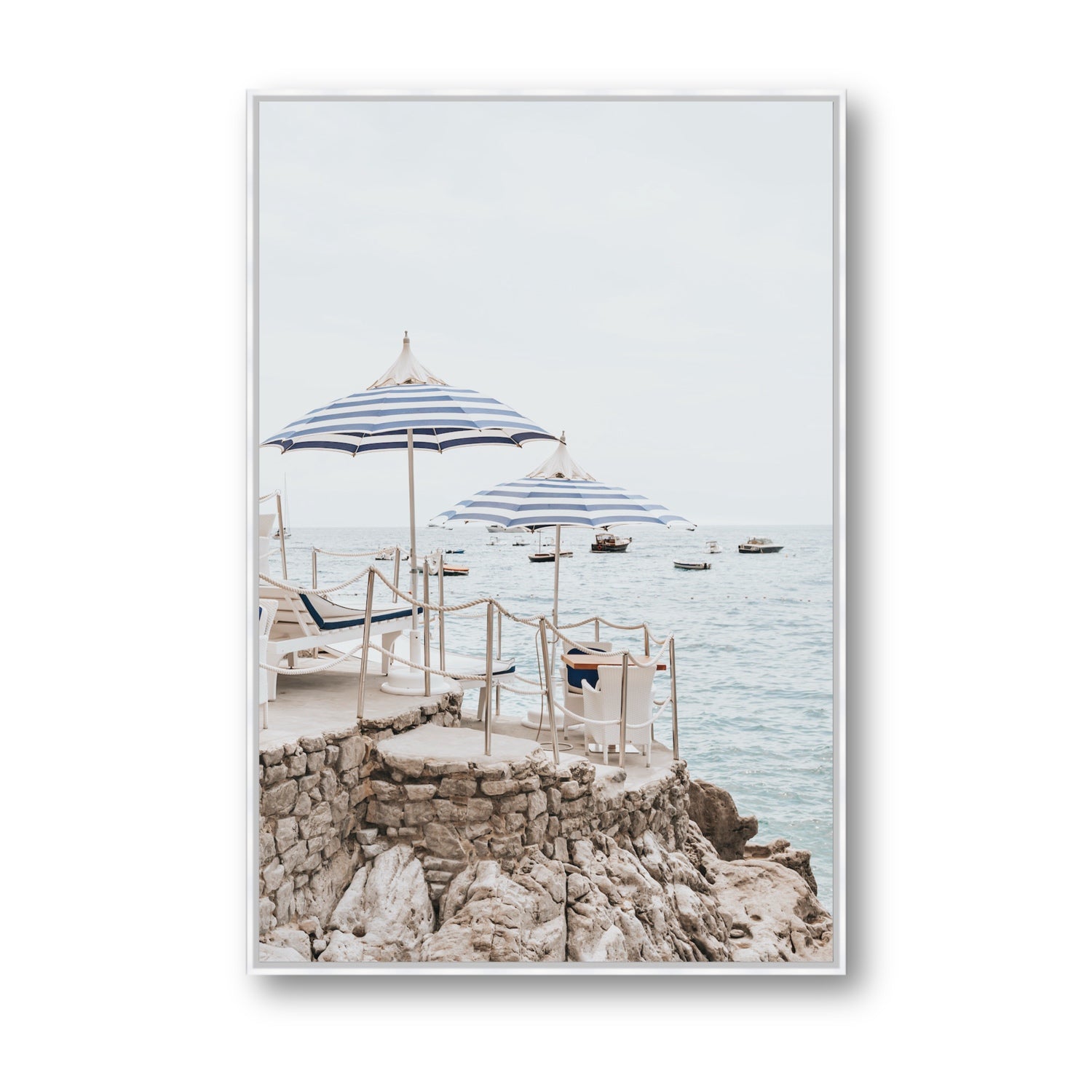 La Scogliera fine art print, Positano, Italy, Statement, White Float Frame, Fine Art Canvas