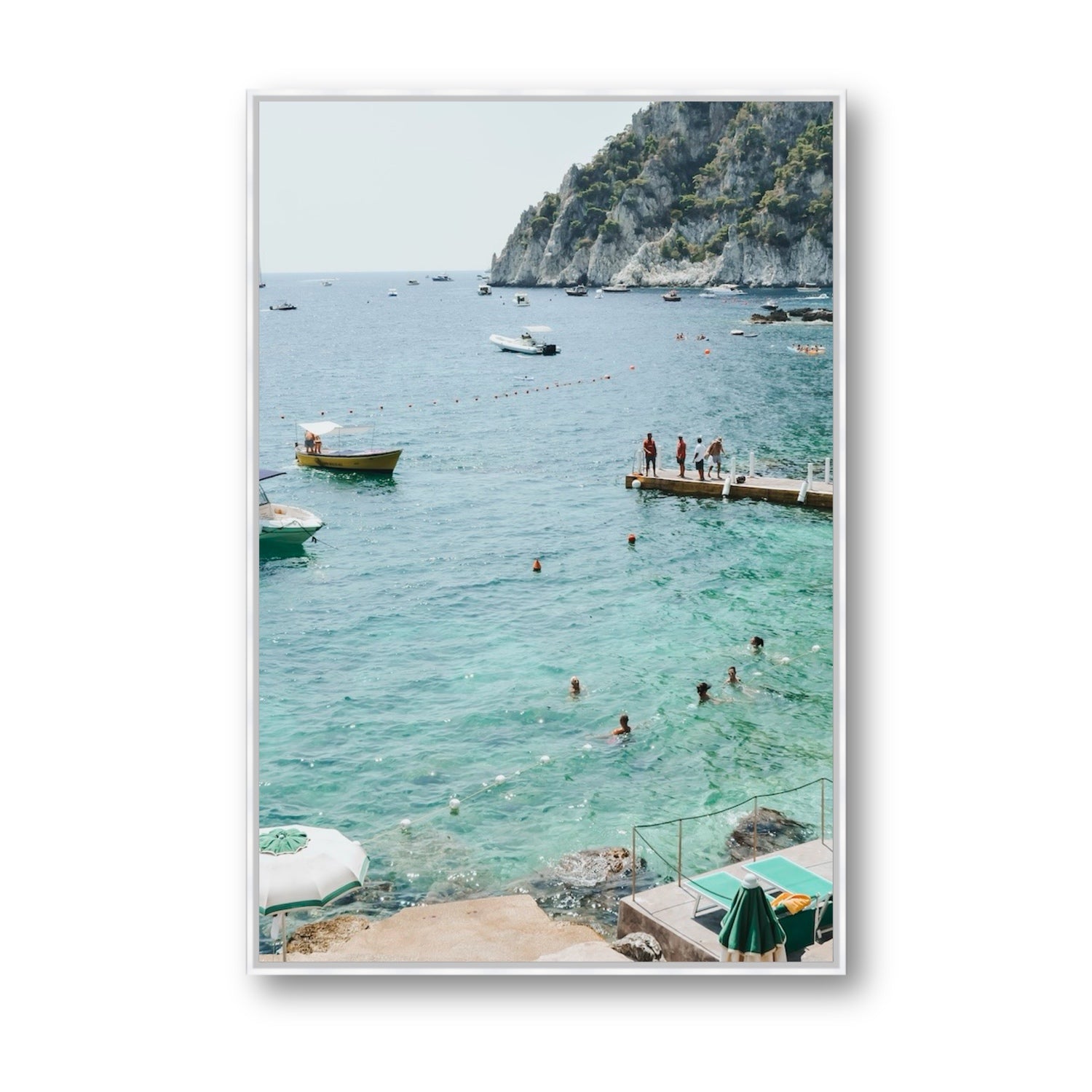 Delizia Pomeridiana Capri coastal wall art Statement fine art canvas in white float frame