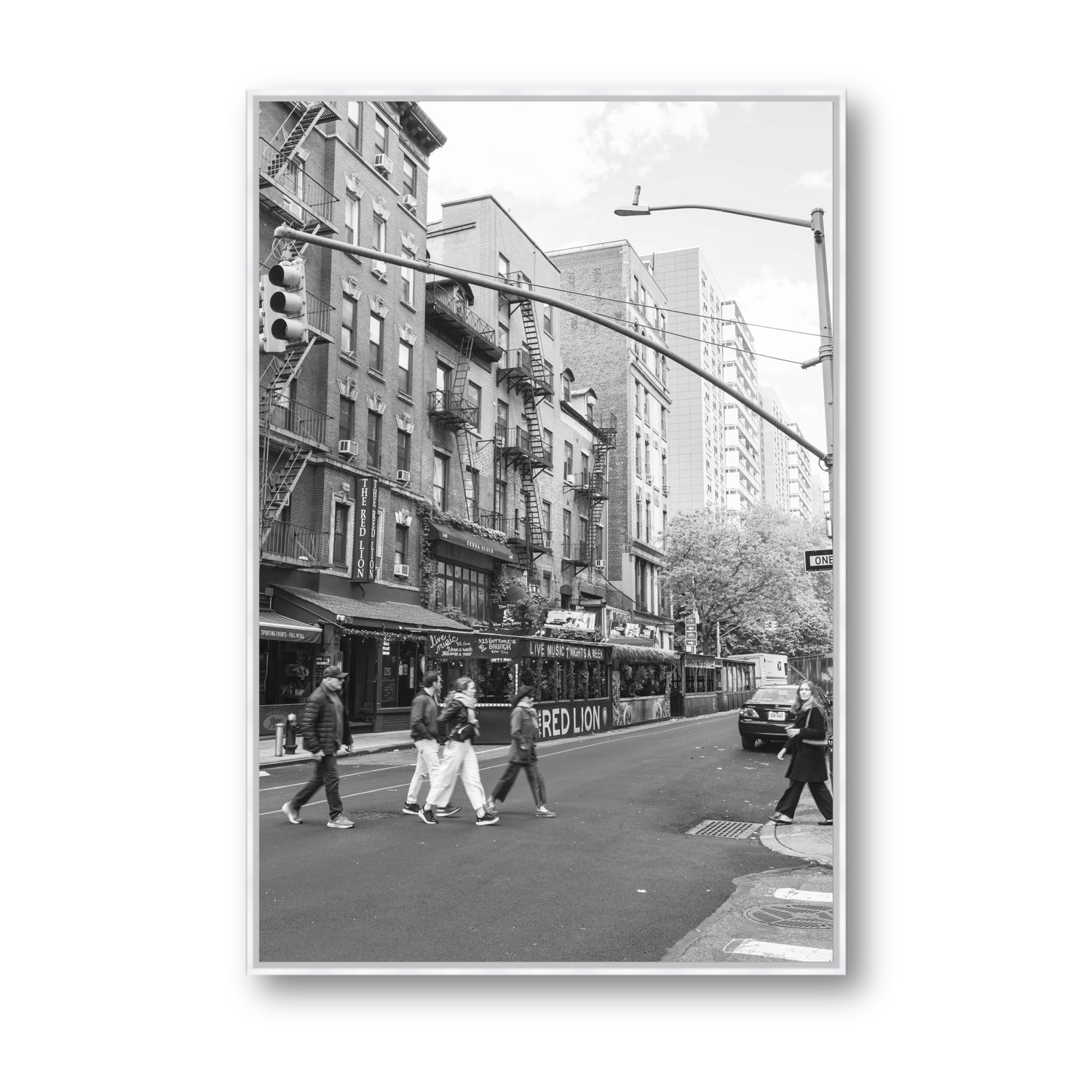 Spectral Streets New York NYC Black & White wall art Statement fine art canvas in white float frame