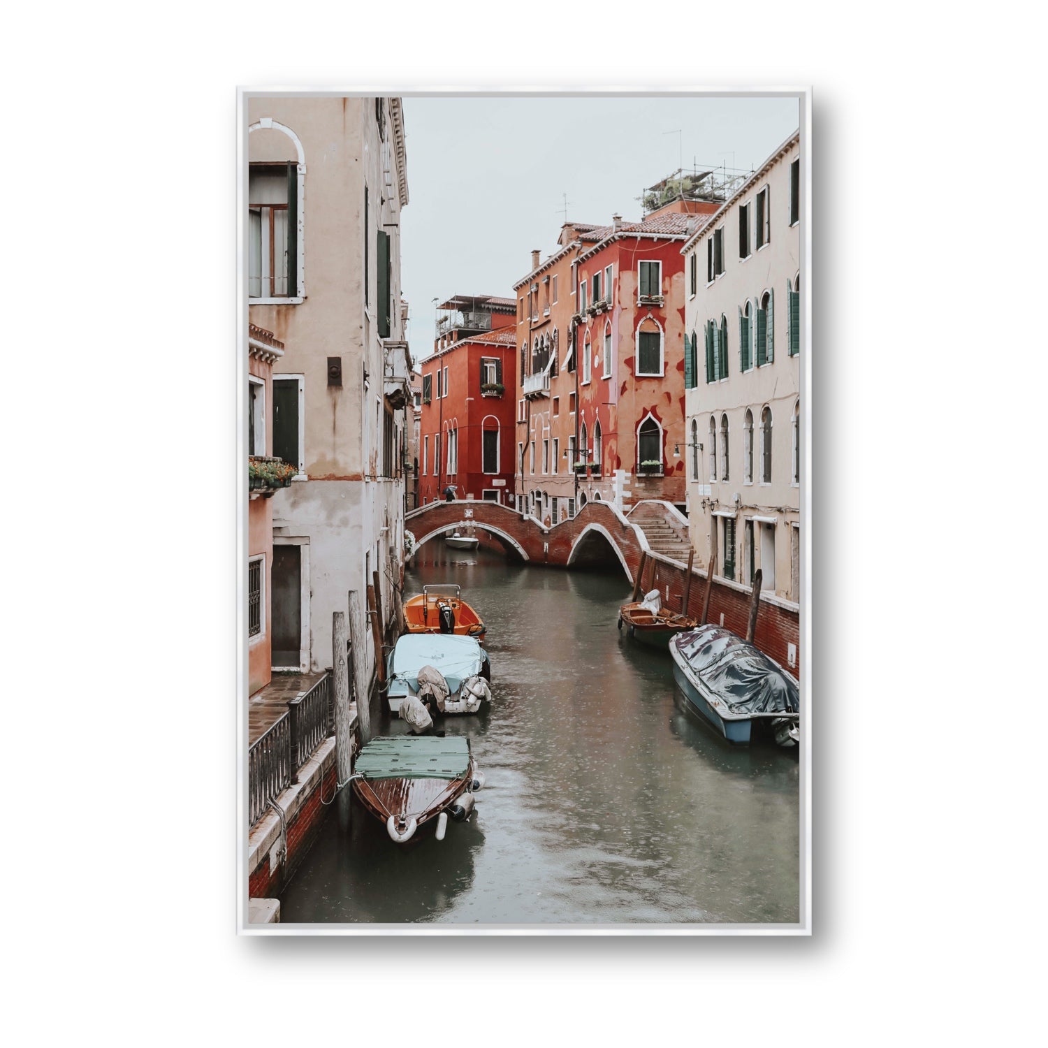 City of Water Venice Italian Mediterranean decor wall art Statement fine art canvas in white float frame