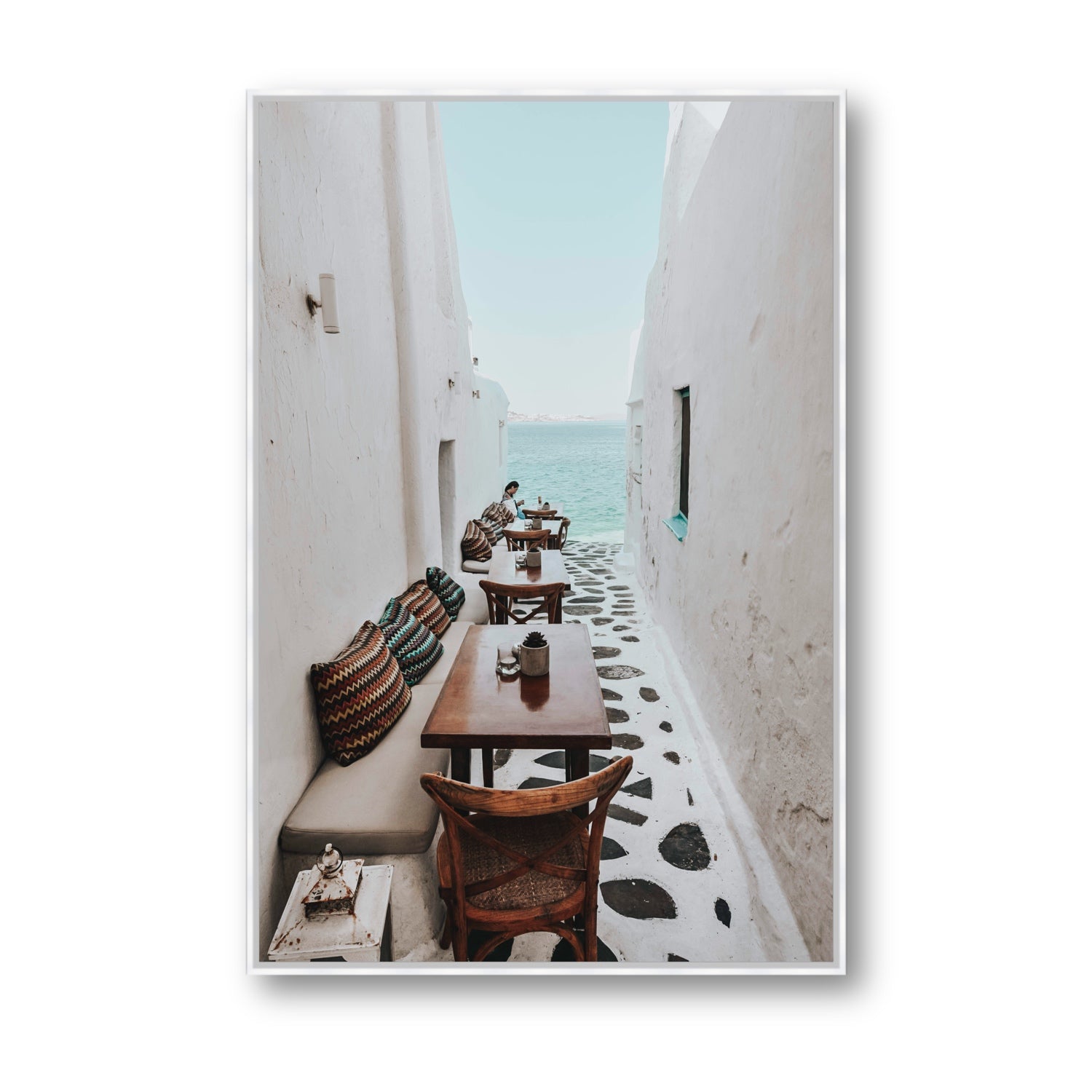 Trip Down Memory Lane fine art print, Mykonos, Greece, Statement, White Float Frame, Fine Art Canvas