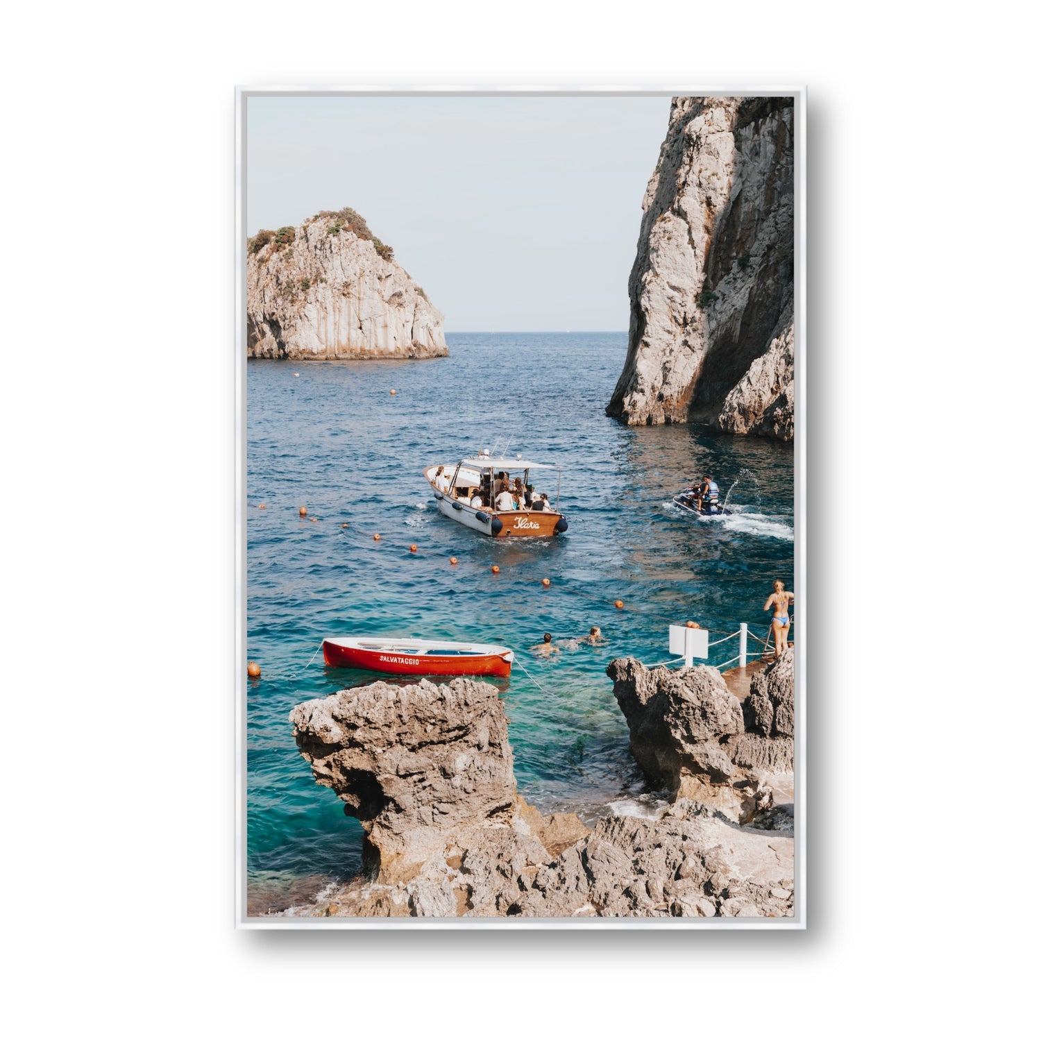 Set Sail fine art print, Capri, Italy, Statement, White Float Frame, Fine Art Canvas