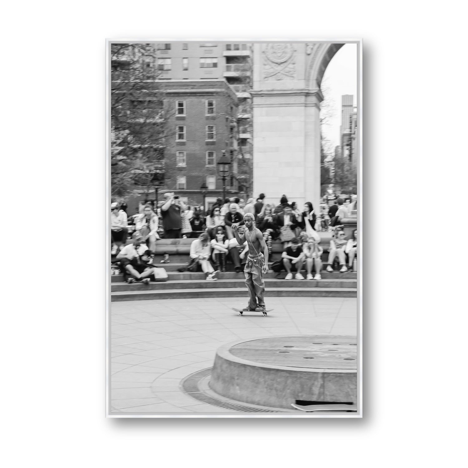 Parkside Pirouettes New York NYC Black & White wall art Statement fine art canvas in white float frame