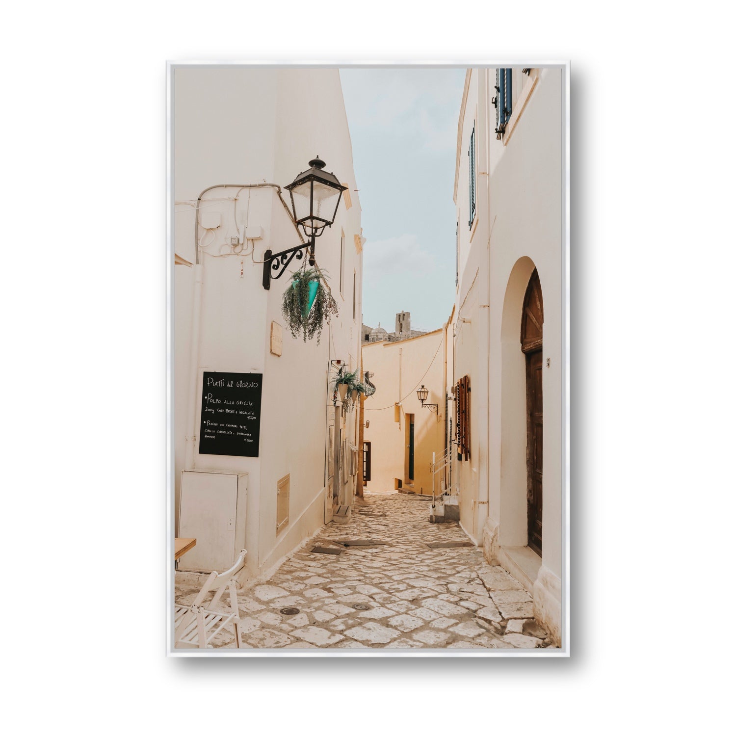 Twilight Passage Puglia Italian wall art Statement fine art canvas in white float frame