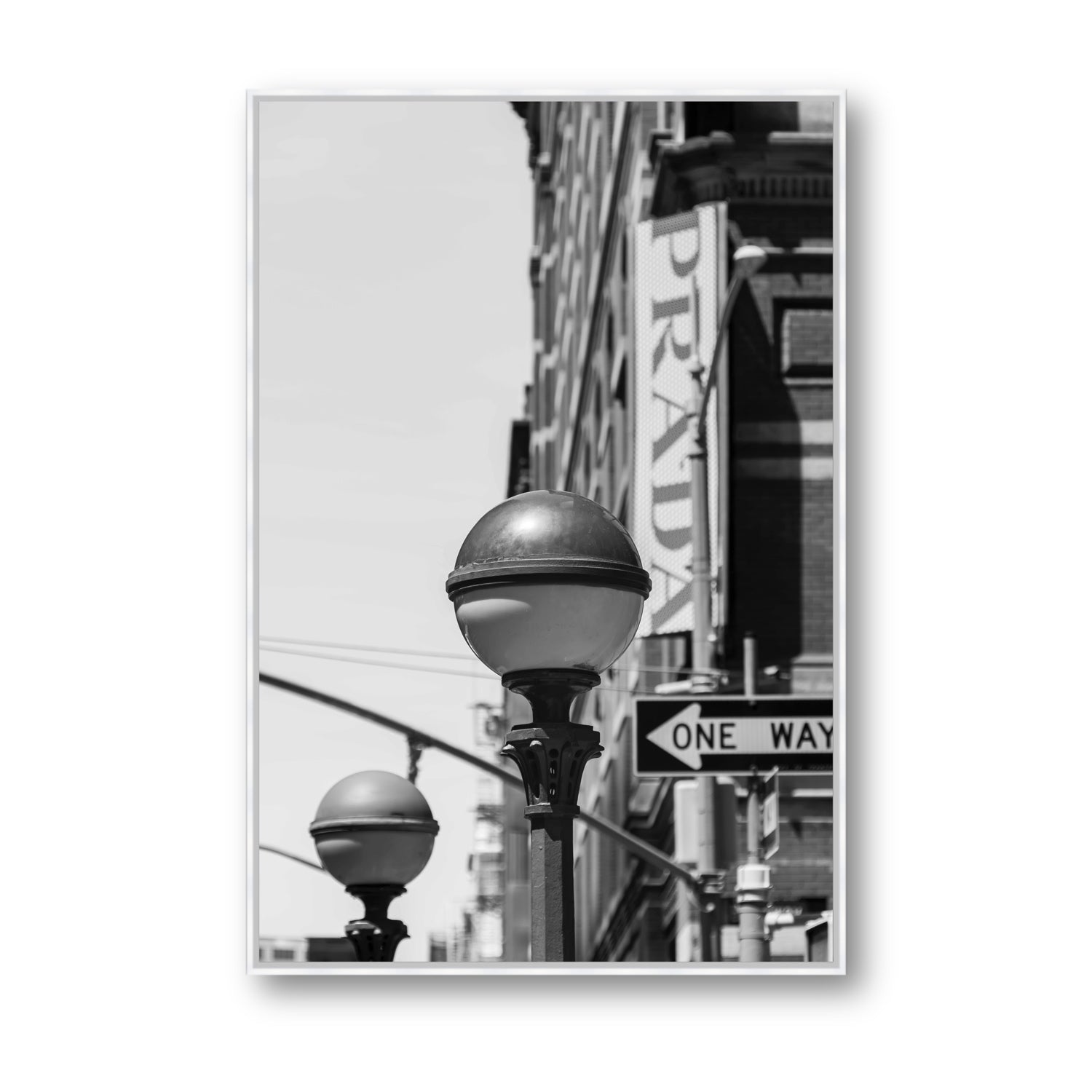 Subway Style New York NYC Black & White wall art Statement fine art canvas in white float frame