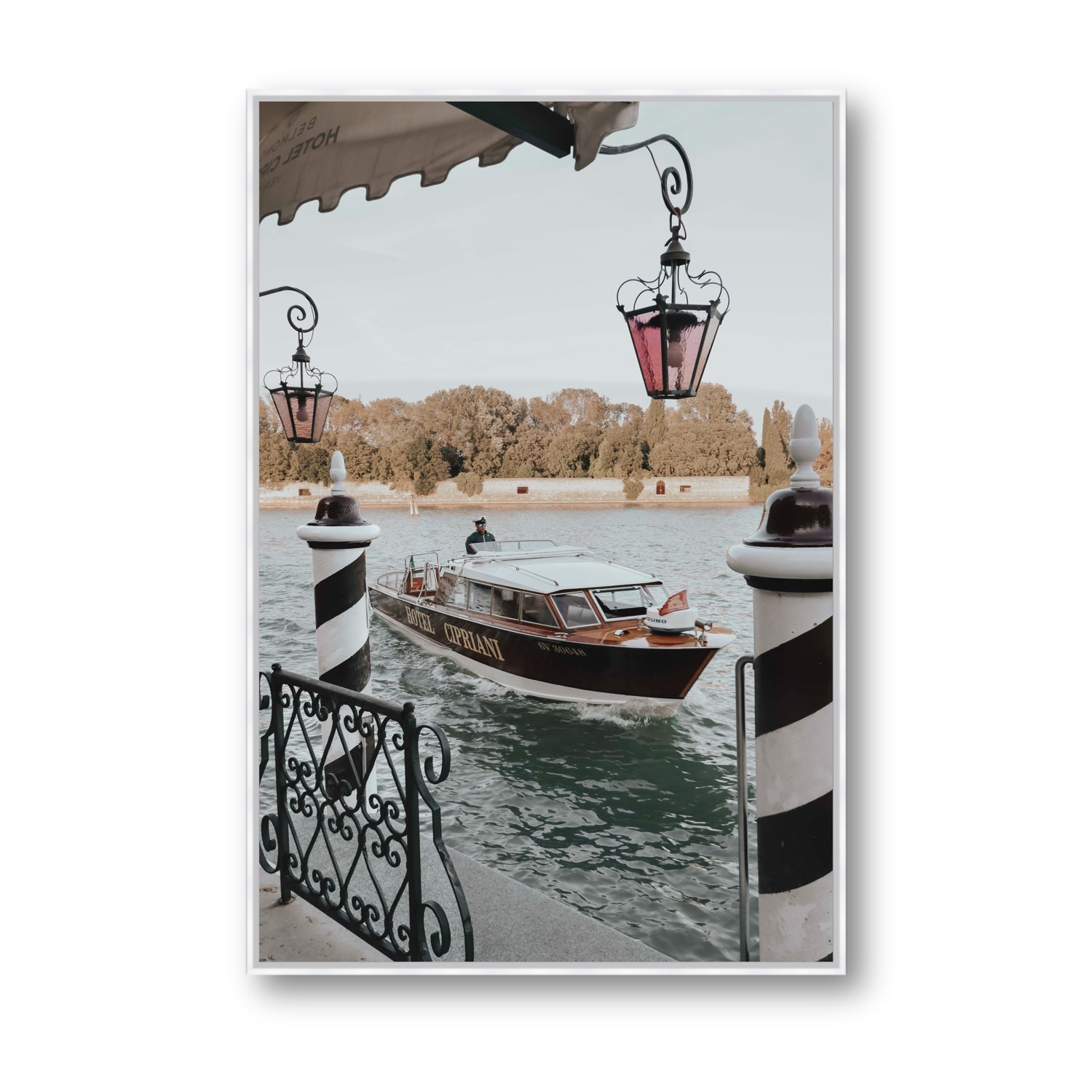 Taxi Shuttle Venice wall art Statement fine art canvas in white float frame
