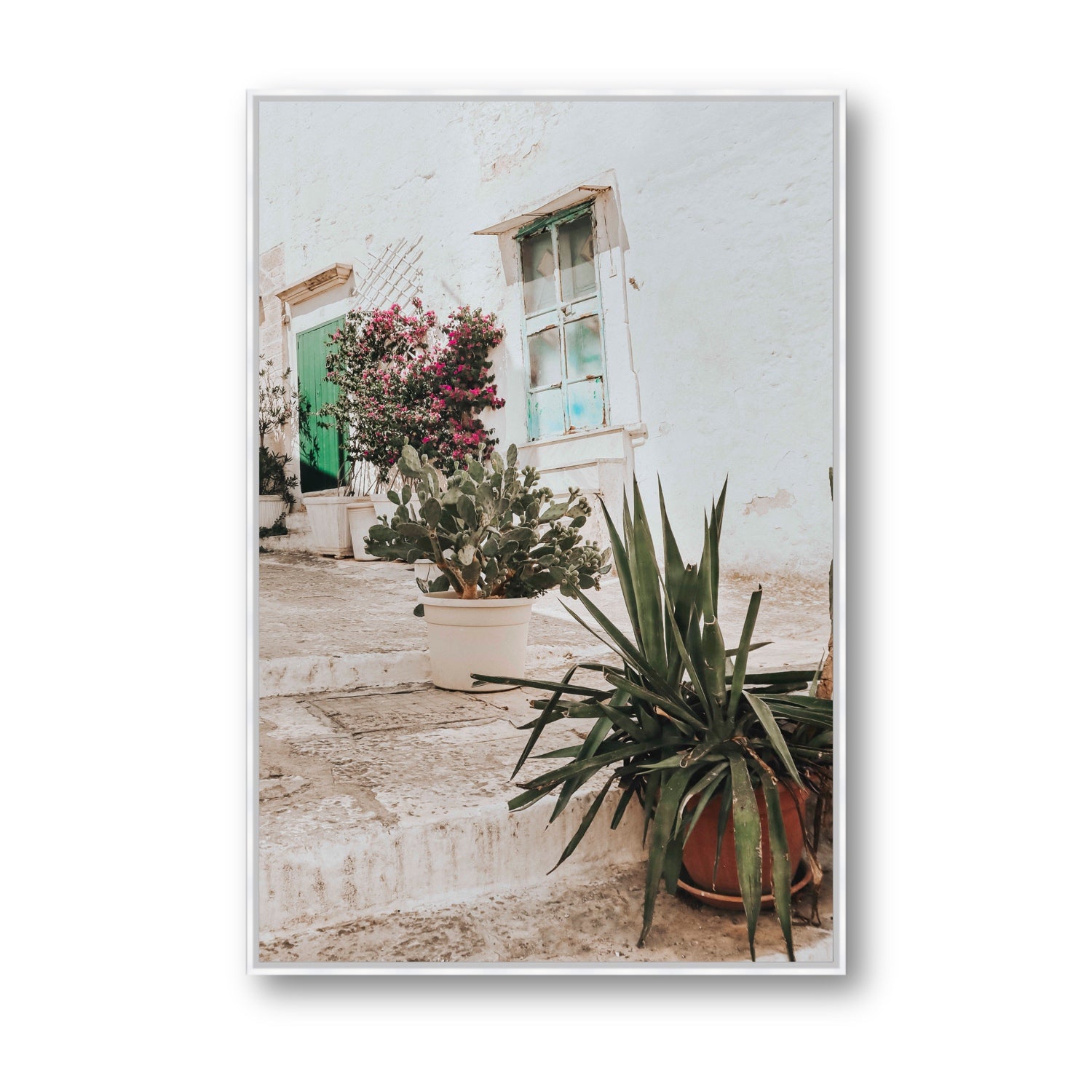Giardino Segreto Puglia Ostuni wall art Statement fine art canvas in white float frame