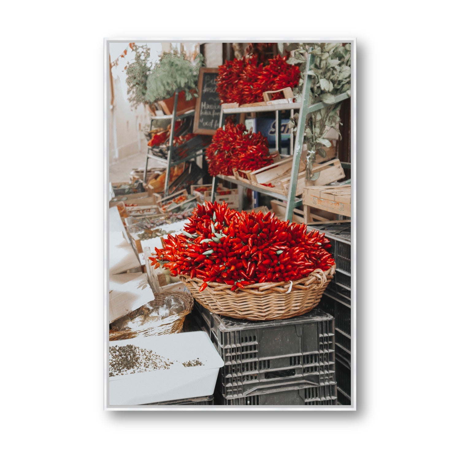 Fiery Cluster Puglia Italian wall art Statement fine art canvas in white float frame