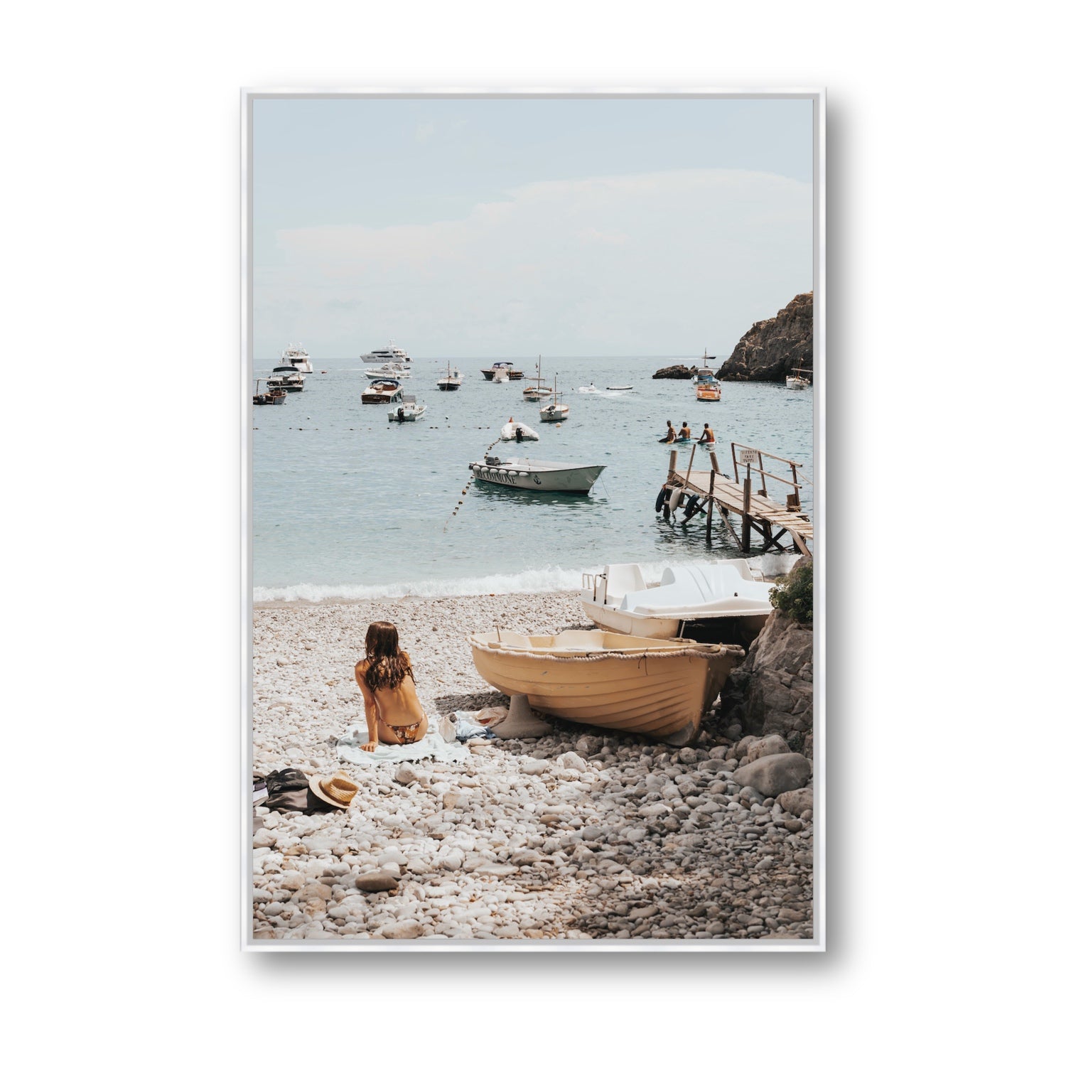 Solo Sojourn Nerano wall art Statement fine art canvas in white float frame