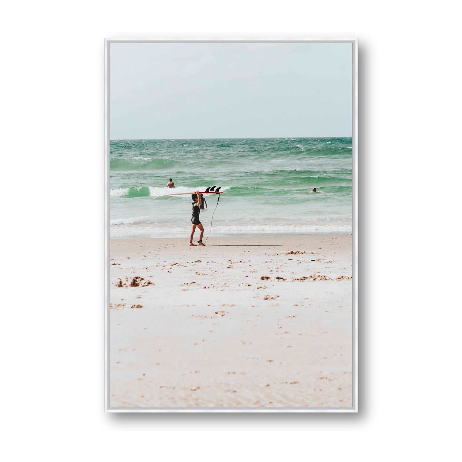 Grommet Byron Bay Surf coastal wall art Statement fine art canvas in white float frame