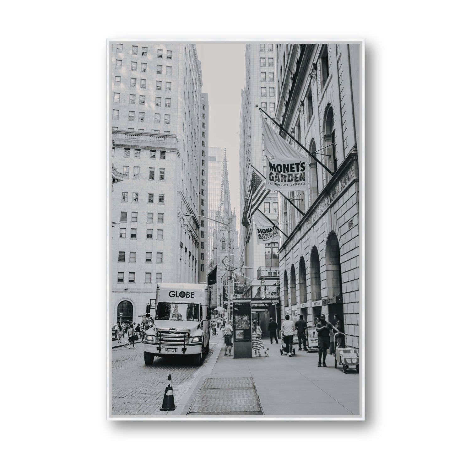 Metropolitan Monotone New York NYC Black & White wall art Statement fine art canvas in white float frame