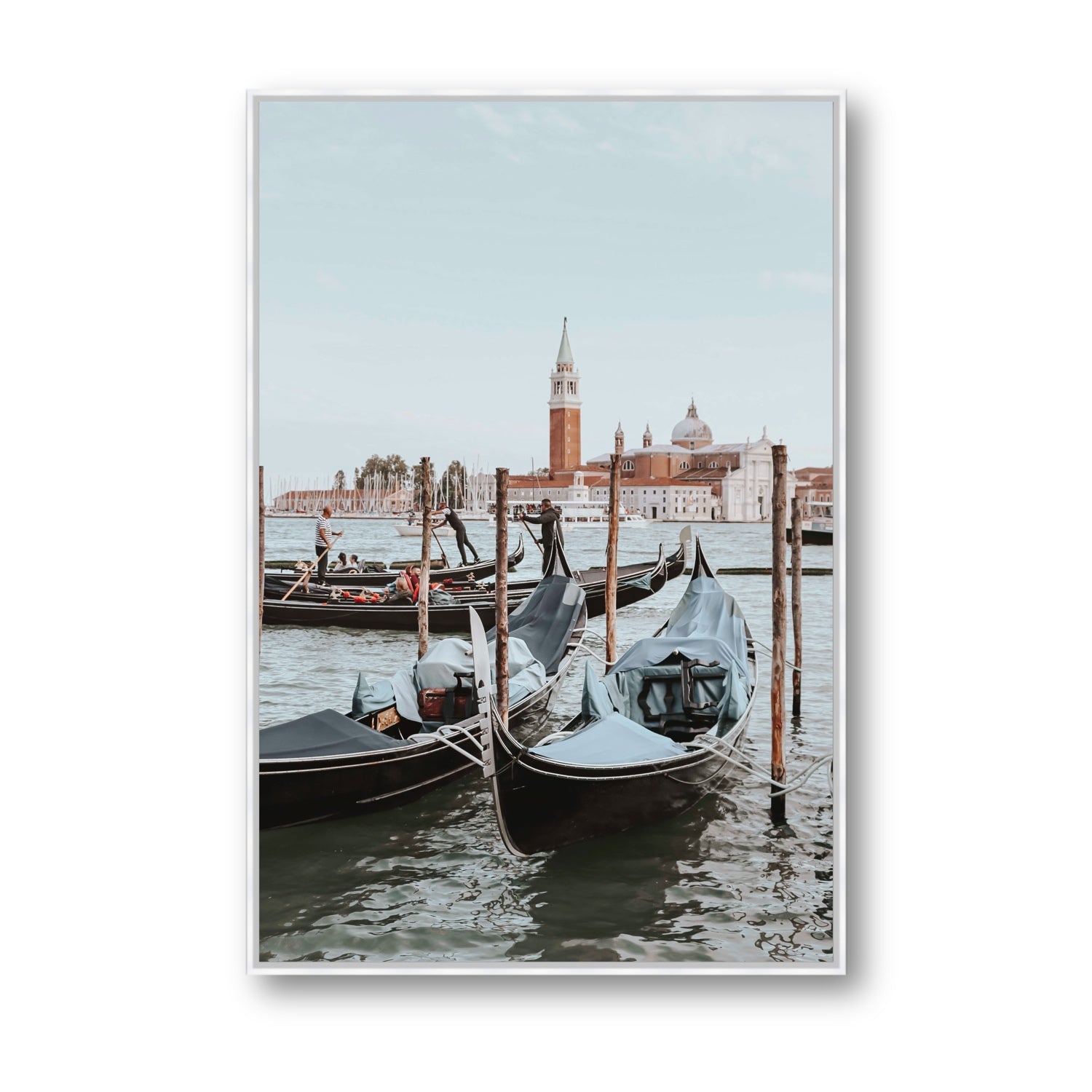 Italian Commute Venice Italian Mediterranean decor wall art Statement fine art canvas in white float frame