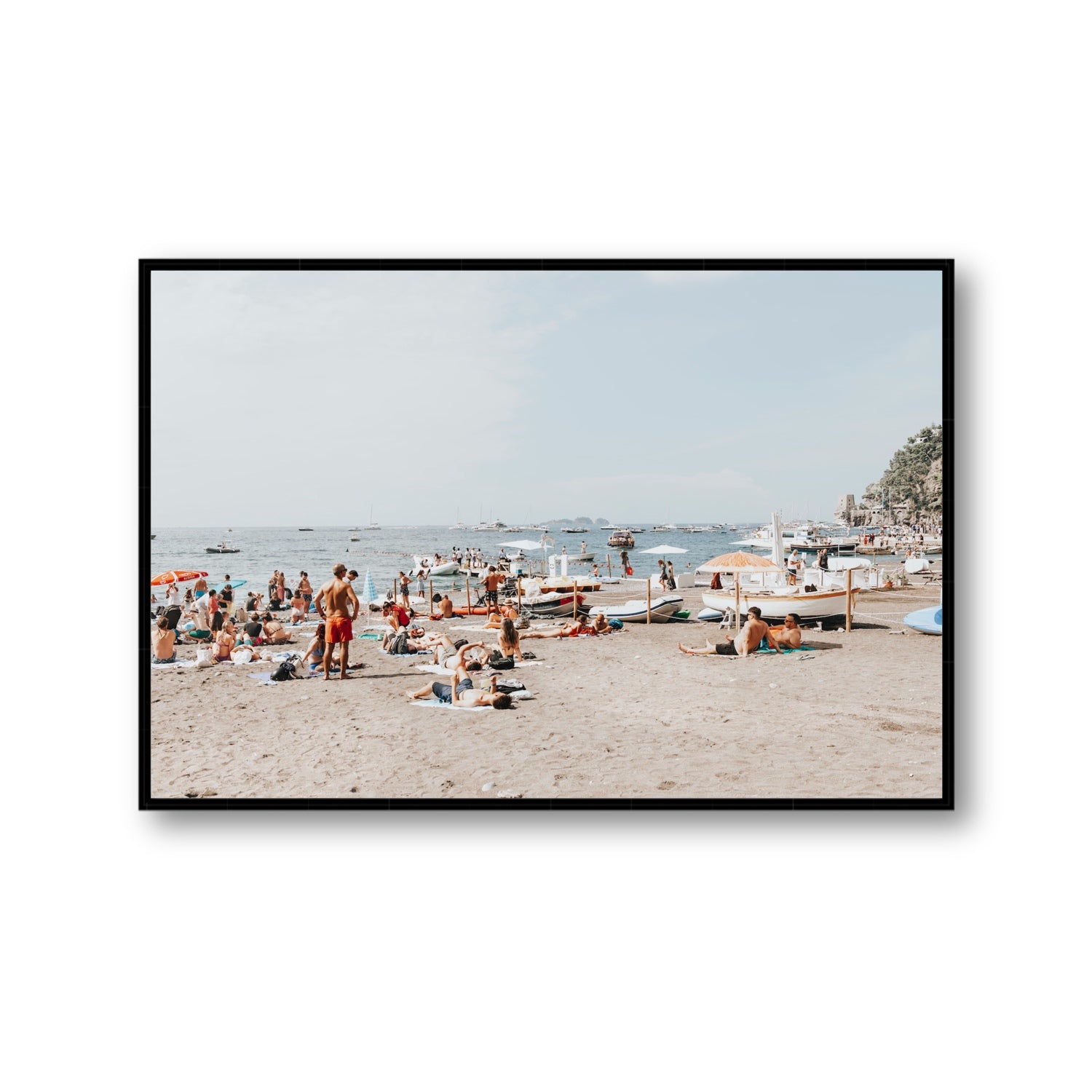 Beachy Vibes fine art print, Positano, Italy, Gallery, Black Float Frame, Fine Art Canvas