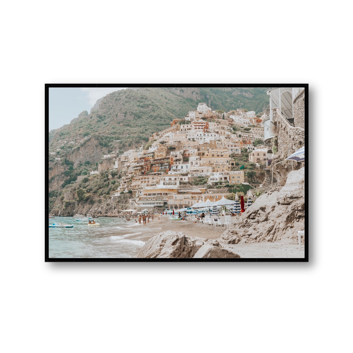 Sogno di Positano fine art print, Positano, Italy, Gallery, Black Float Frame, Fine Art Canvas
