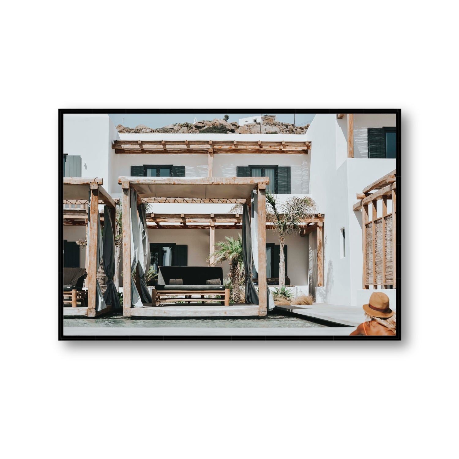 Dream Villa fine art print, Mykonos, Greece, Gallery, Black Float Frame, Fine Art Canvas