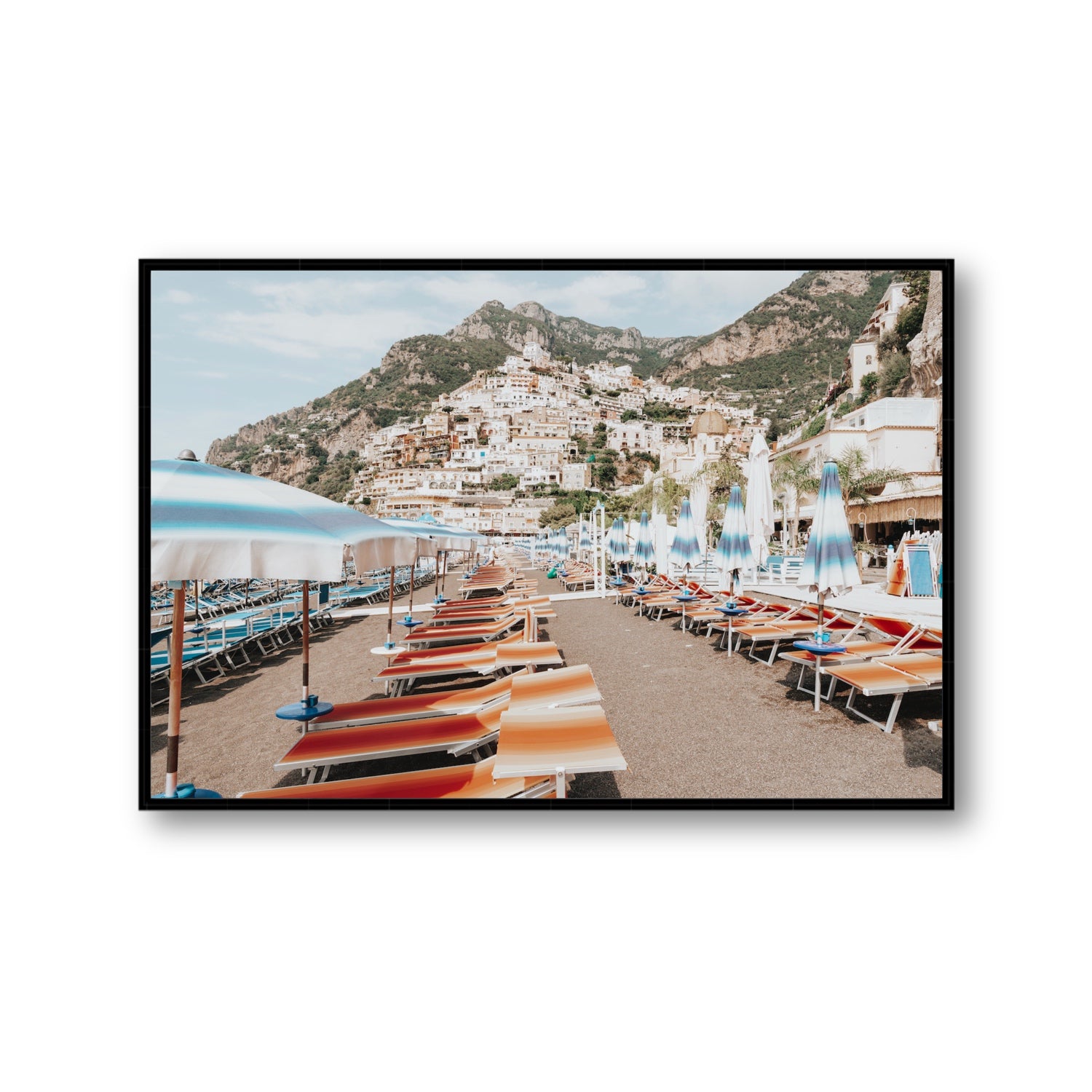 Spiaggia Grande fine art print, Positano, Italy, Gallery, Black Float Frame, Fine Art Canvas