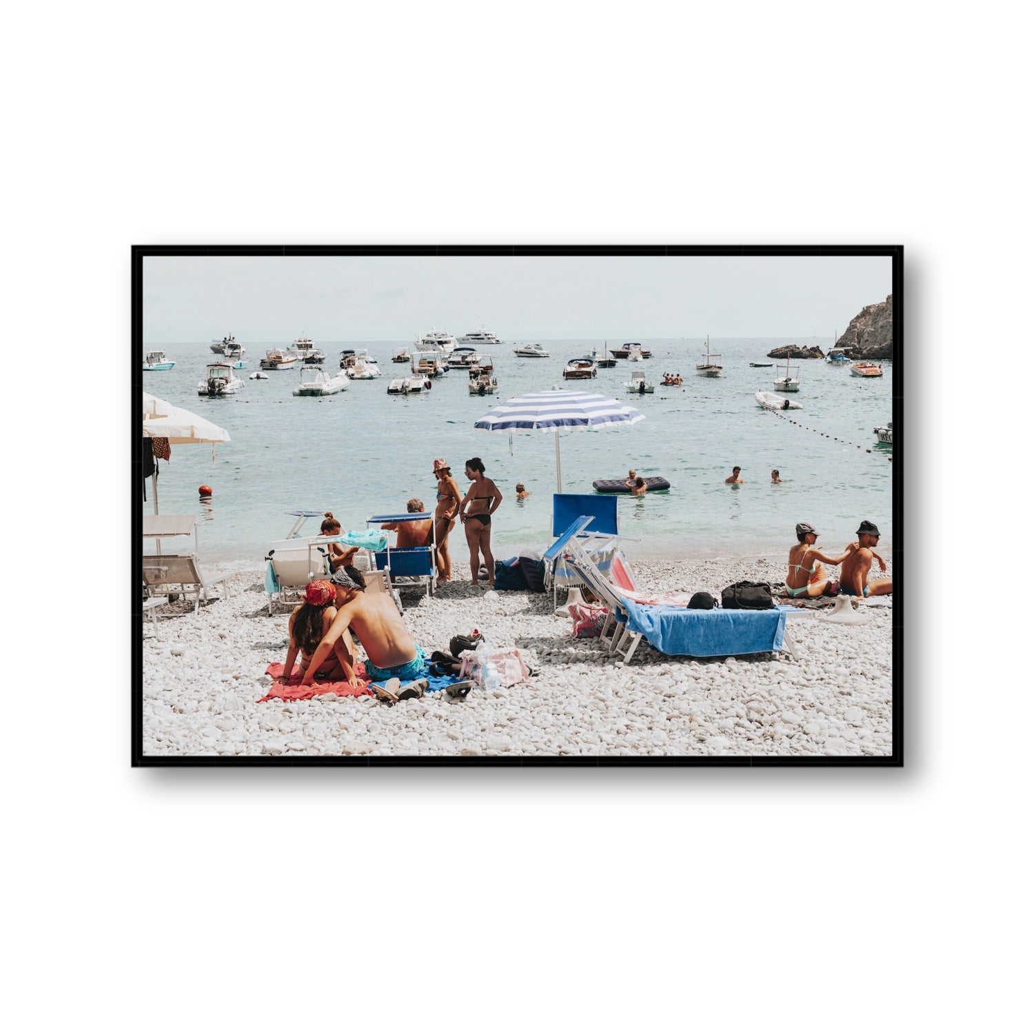The Kiss Nerano wall art Gallery fine art canvas in black float frame