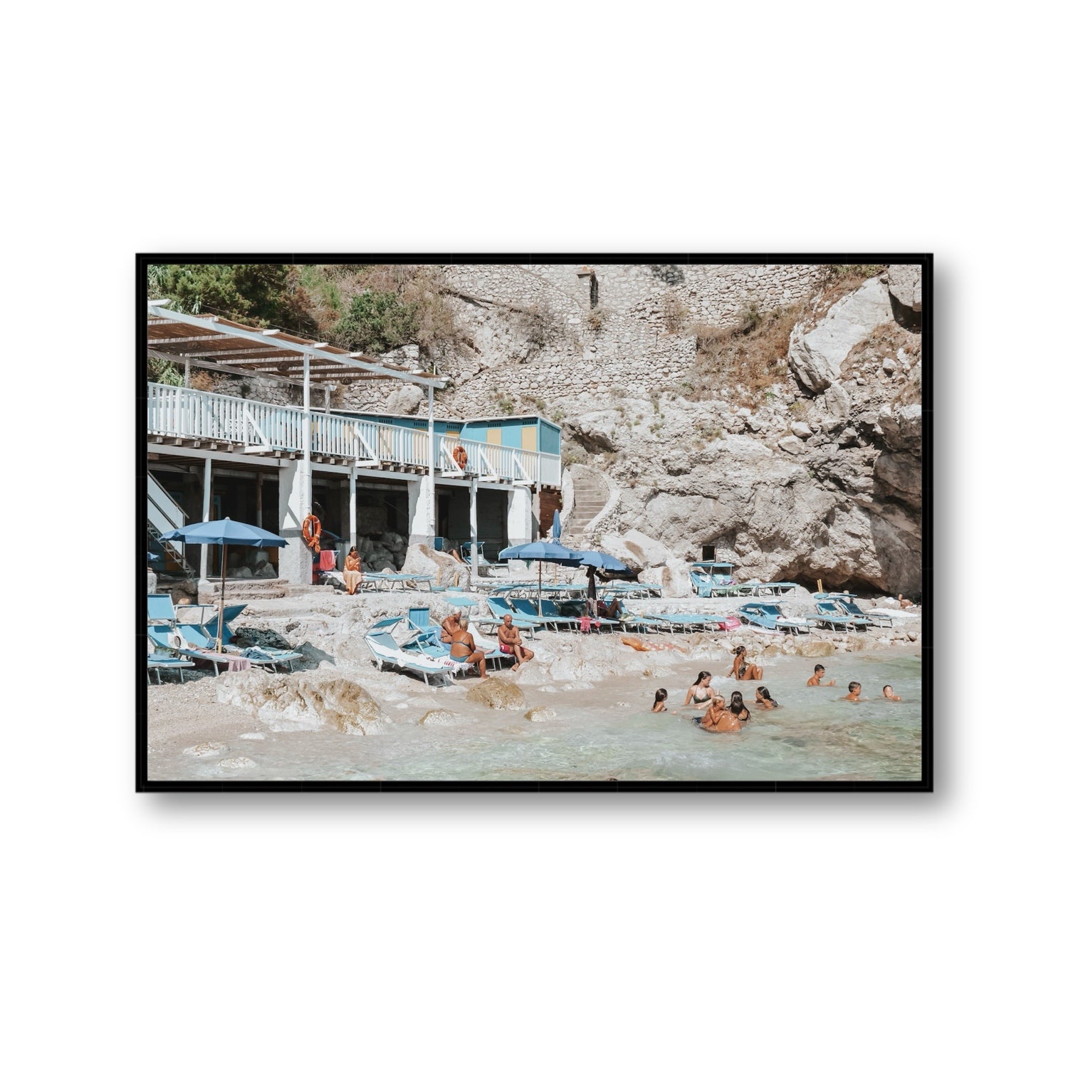 Beachside Bronze fine art print, Capri, Italy, Gallery, Black Float Frame, Fine Art Canvas