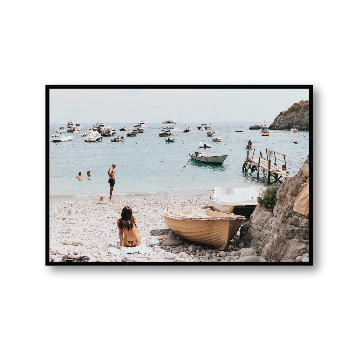 L'Osservatore Nerano wall art Gallery fine art canvas in black float frame