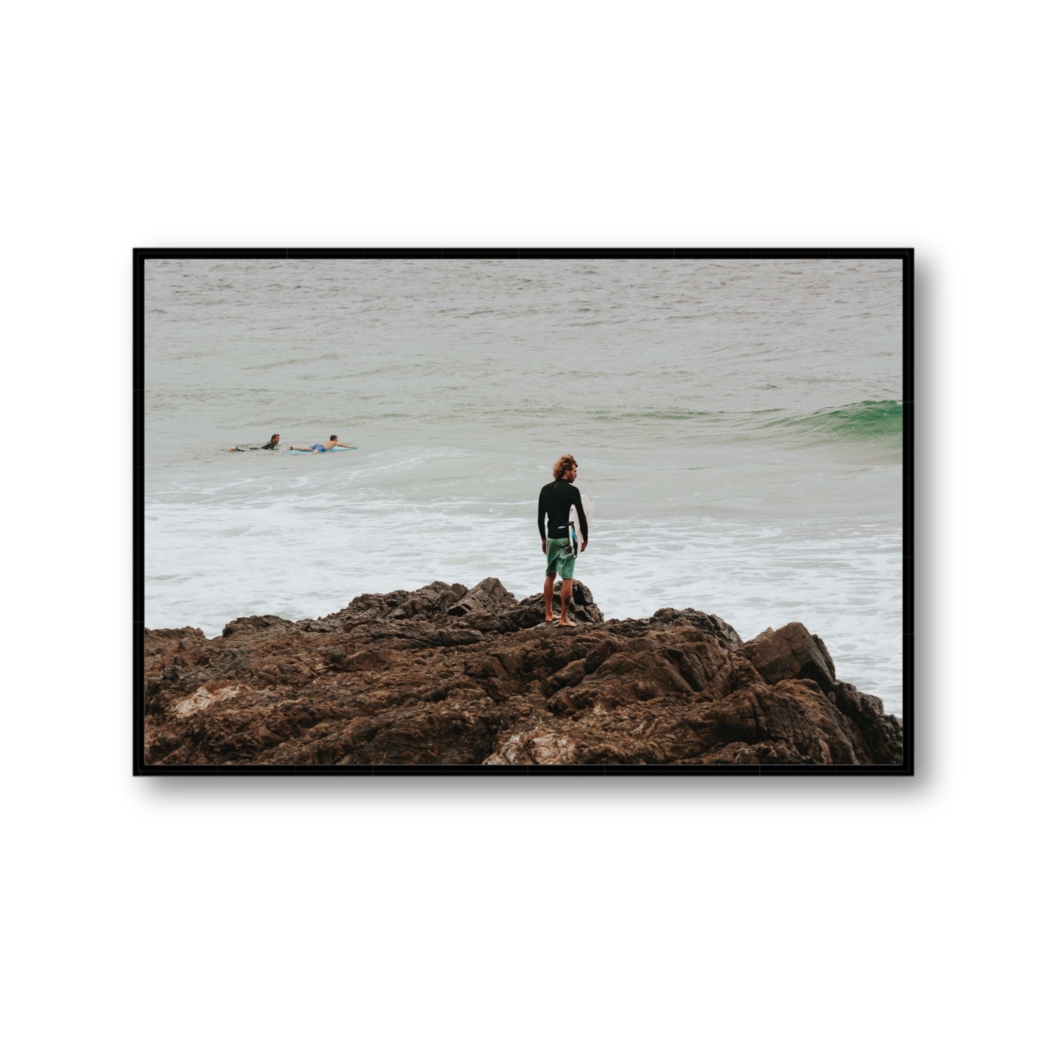 Let The Sea Set You Free Byron Bay Surf wall art Gallery fine art canvas in black float frame