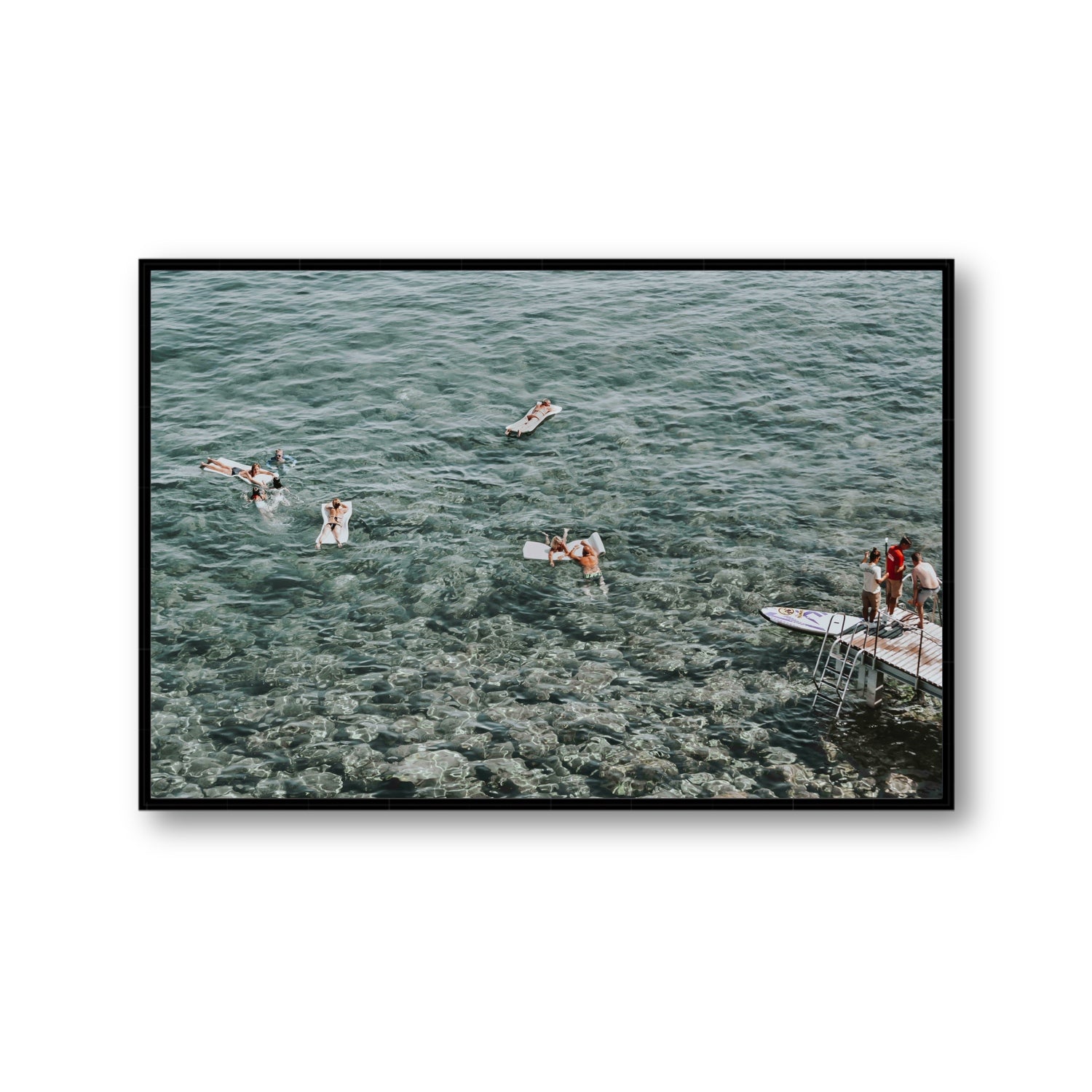 Having A Whale Of A Time Tuscany coastal wall art Gallery fine art canvas in black float frame