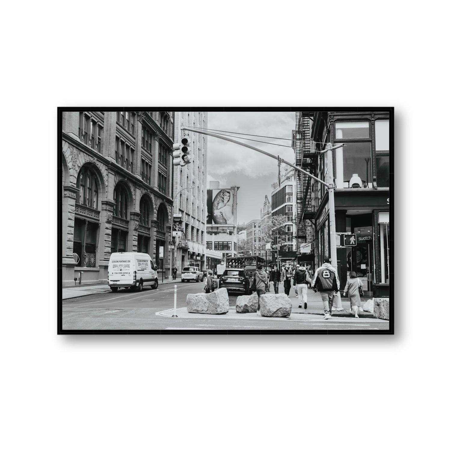 Inkwell Metropolis New York NYC Black & White wall art Gallery fine art canvas in black float frame
