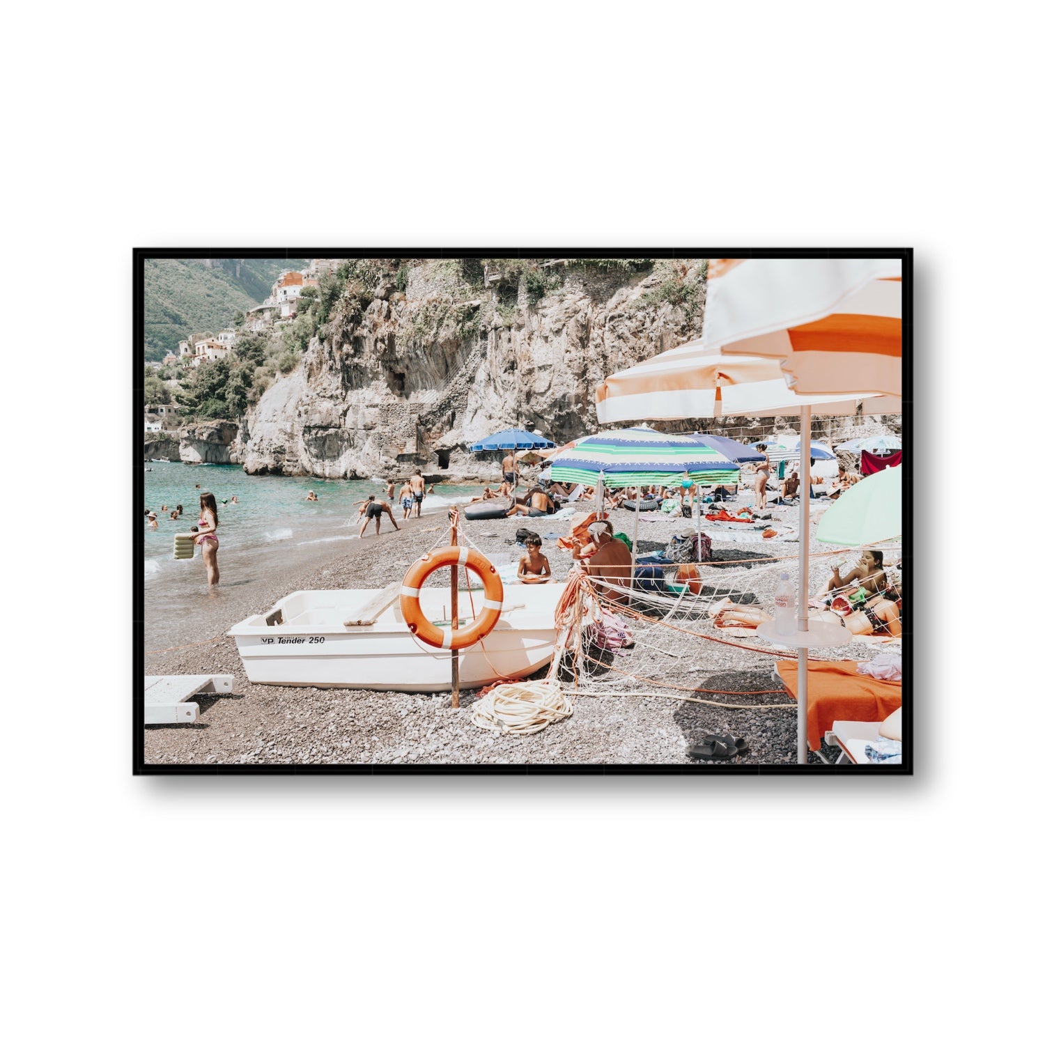 Bellezza By The Bay fine art print, Positano, Italy, Gallery, Black Float Frame, Fine Art Canvas
