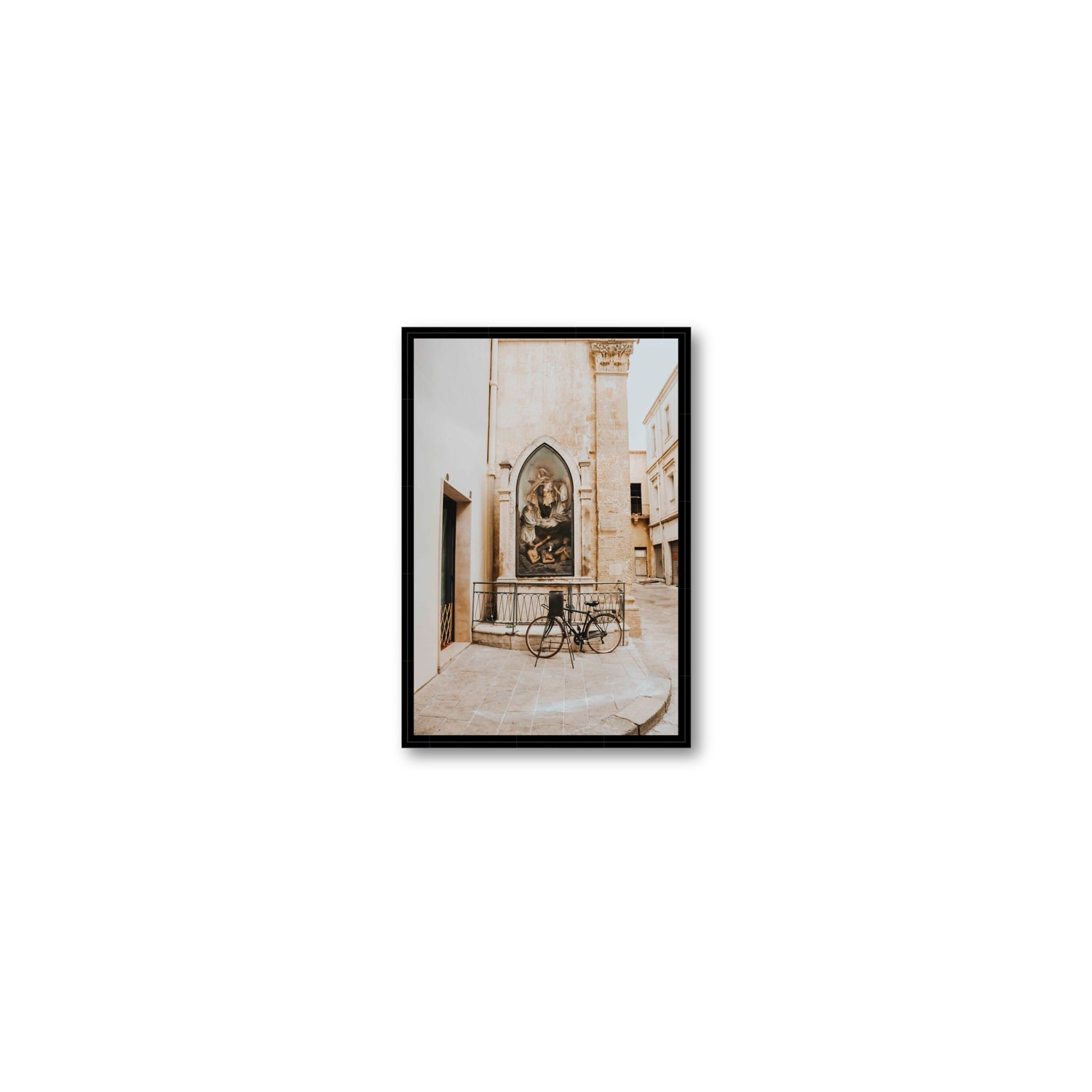 La Chiesa Puglia Otranto Italian wall art Small fine art canvas in black float frame