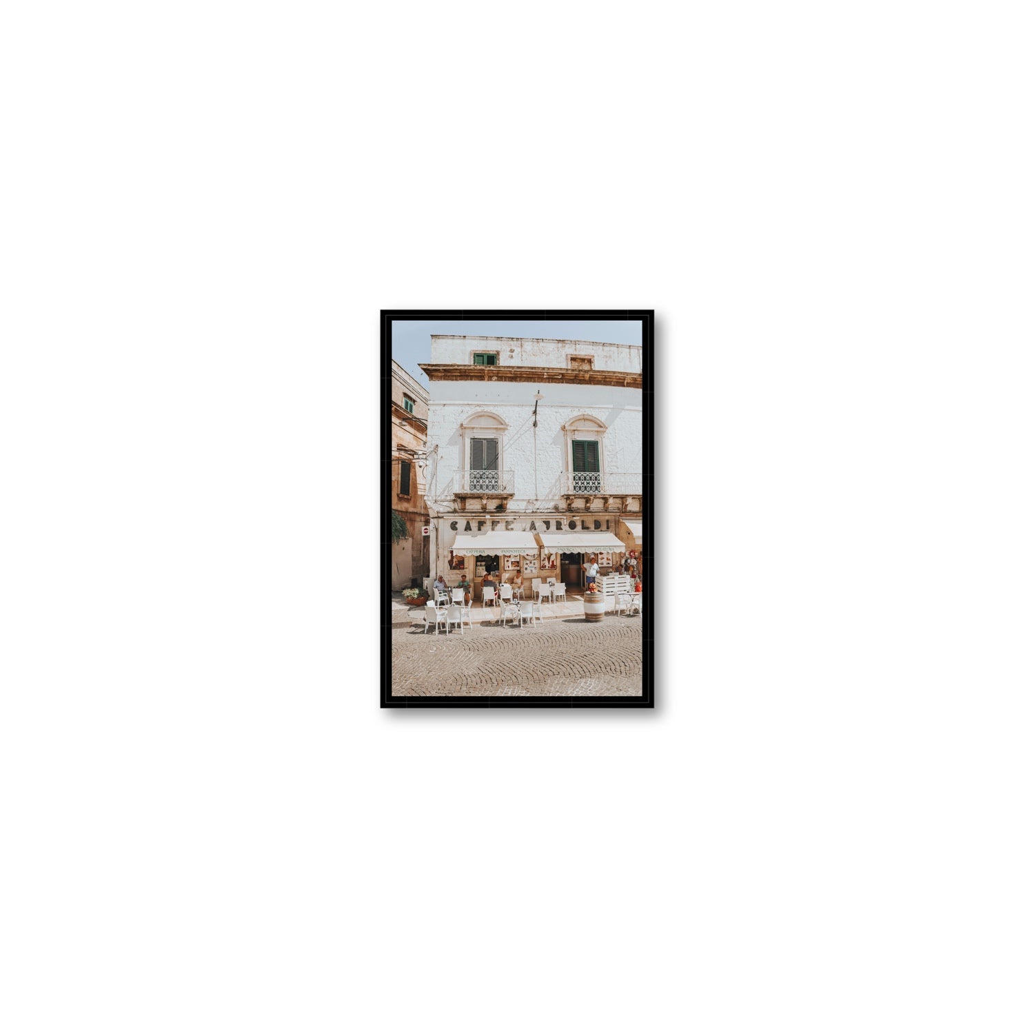 L'Ora di Pranzo Puglia L’Ora di Pranzo Italian art print Small fine art canvas in black float frame