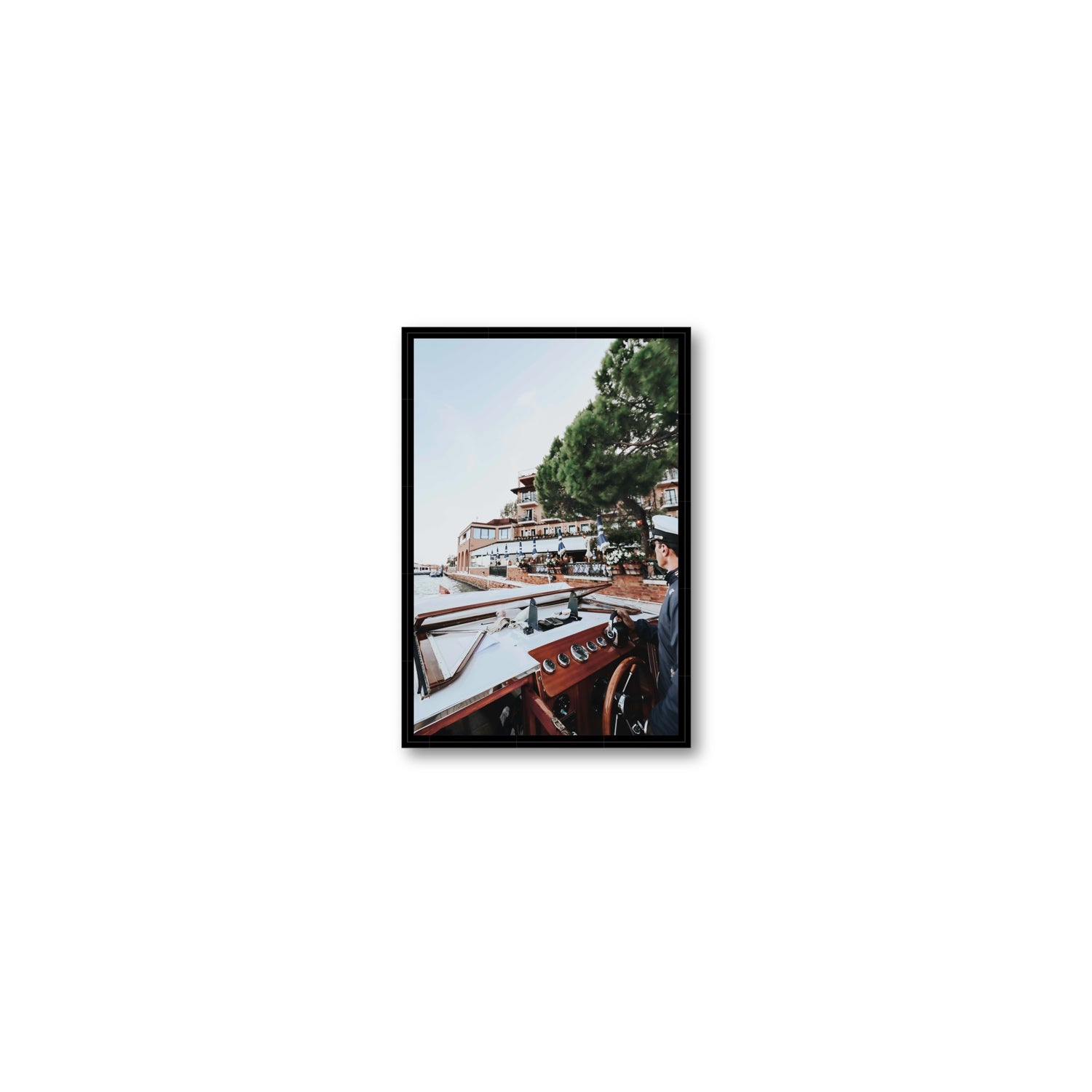 The Driver Venice Canal Italian wall art Small fine art canvas in black float frame