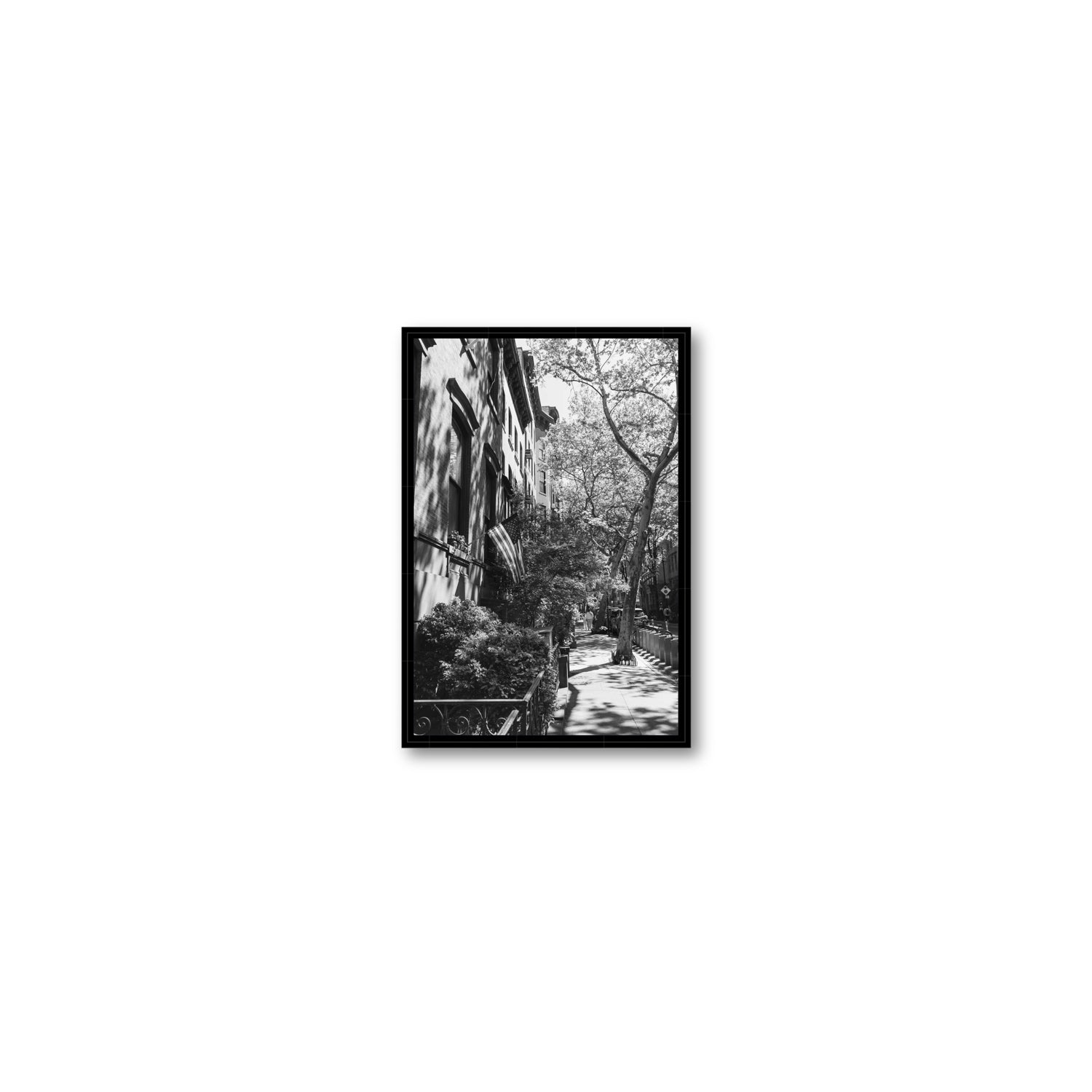 Urban Patriotism New York NYC Black & White wall art Small fine art canvas in black float frame