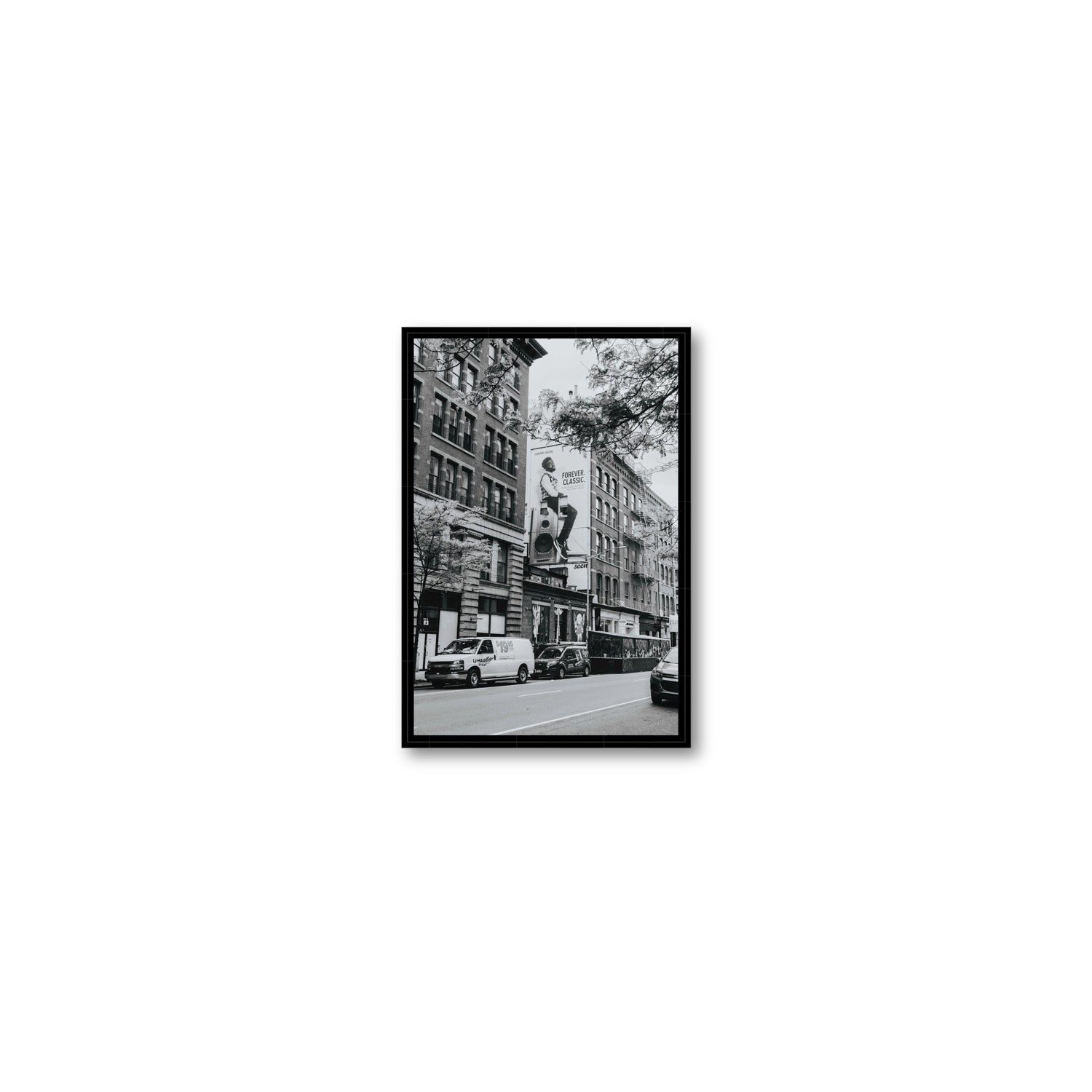 Forever Classic New York NYC Black & White wall art Small fine art canvas in black float frame