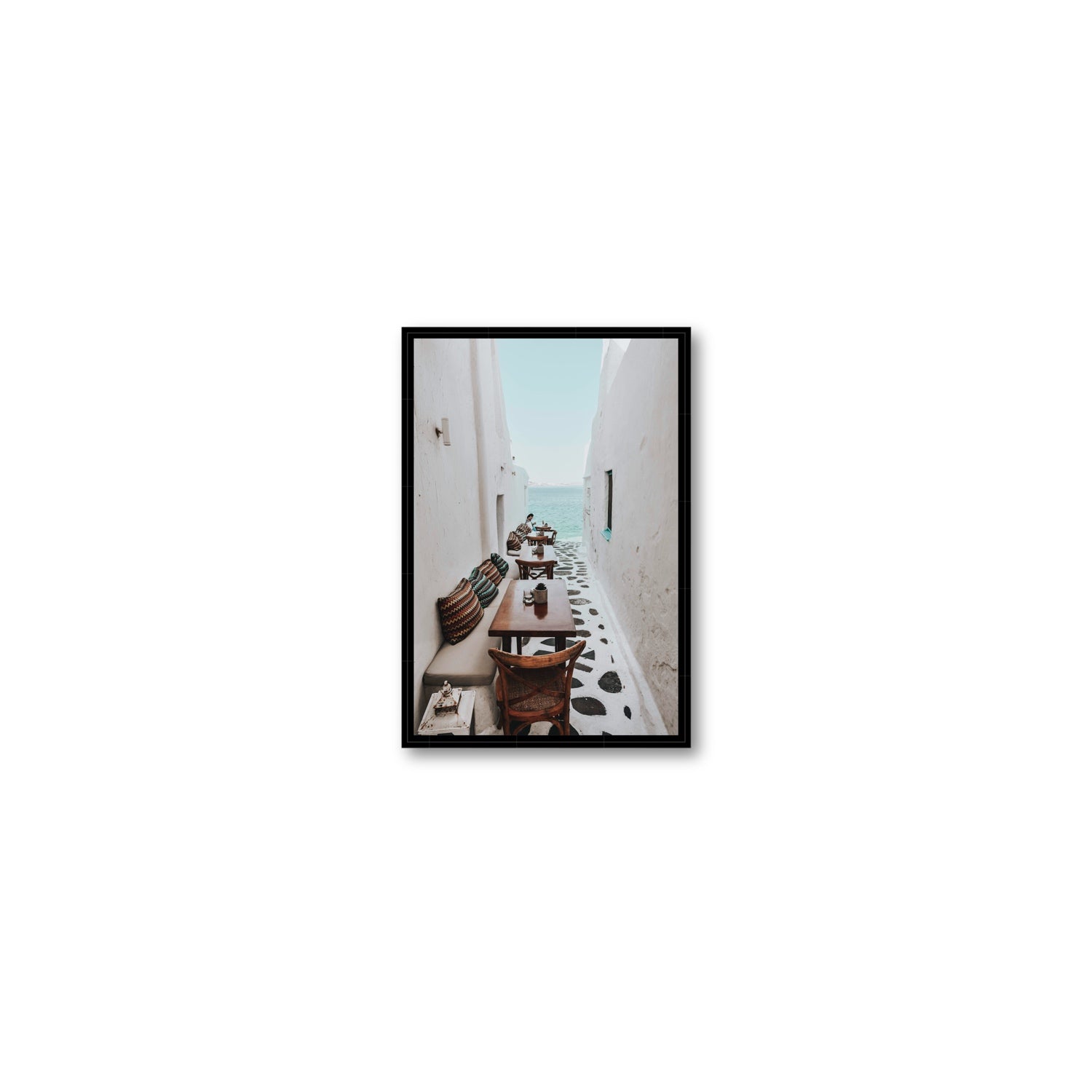 Trip Down Memory Lane fine art print, Mykonos, Greece, Small, Black Float Frame, Fine Art Canvas