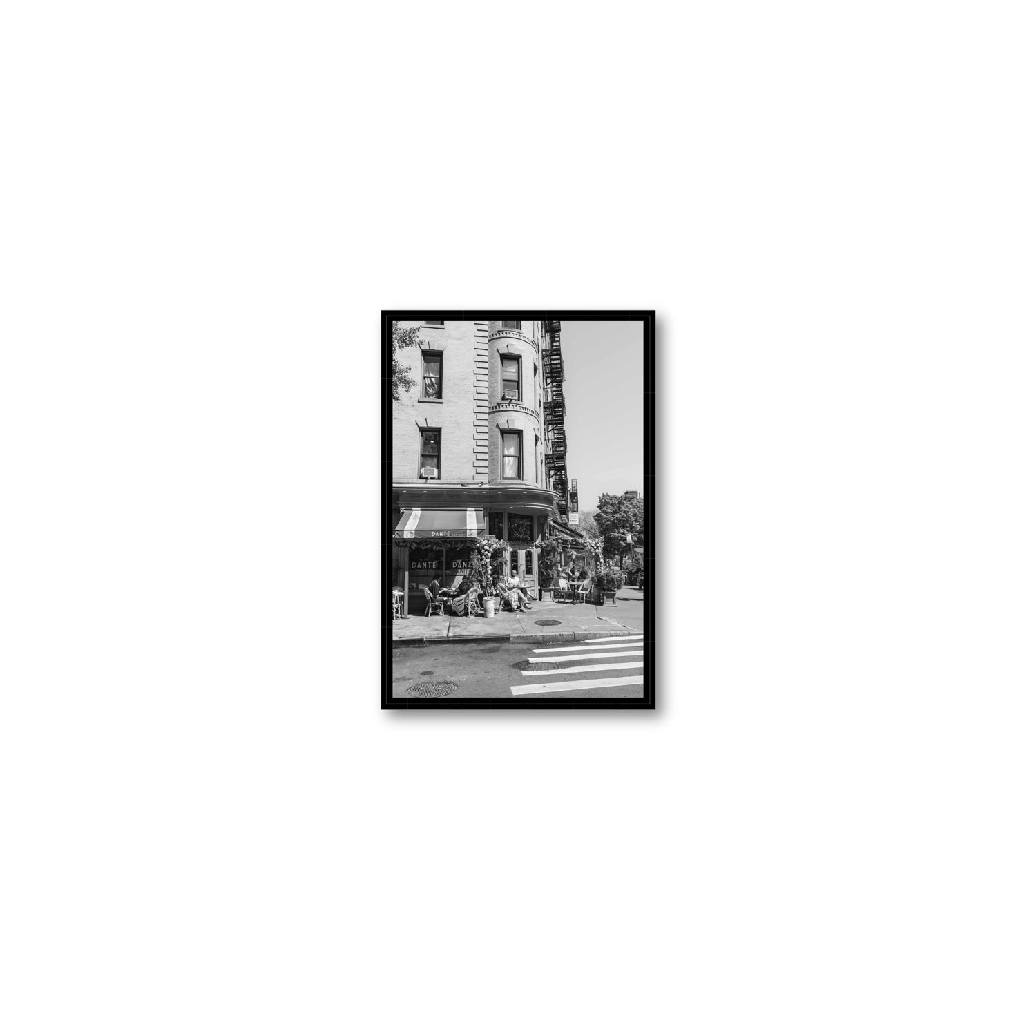 Sunny Soiree New York NYC Black & White wall art Small fine art canvas in black float frame
