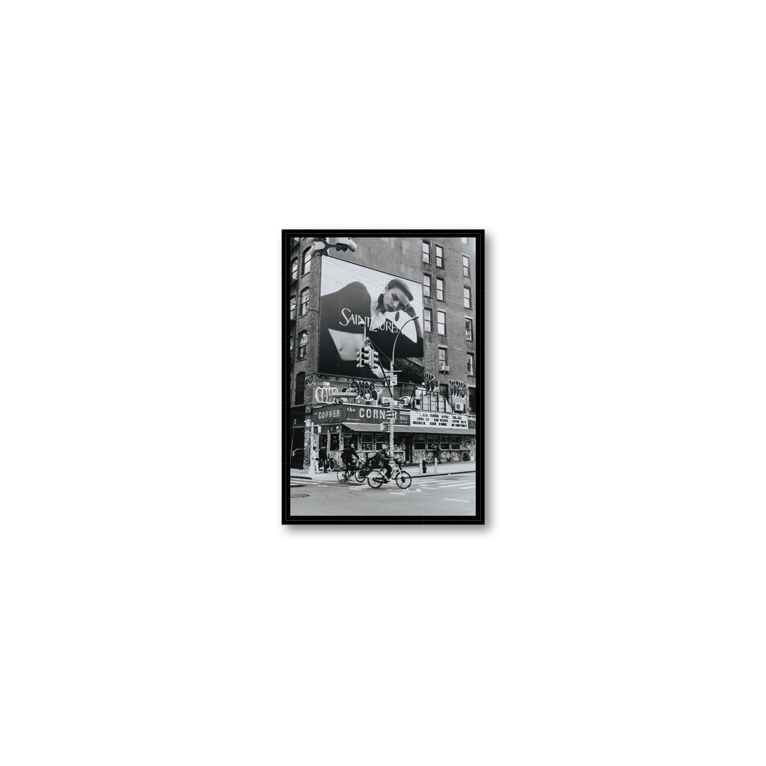 Runway To Rooftops New York NYC Black & White wall art Small fine art canvas in black float frame